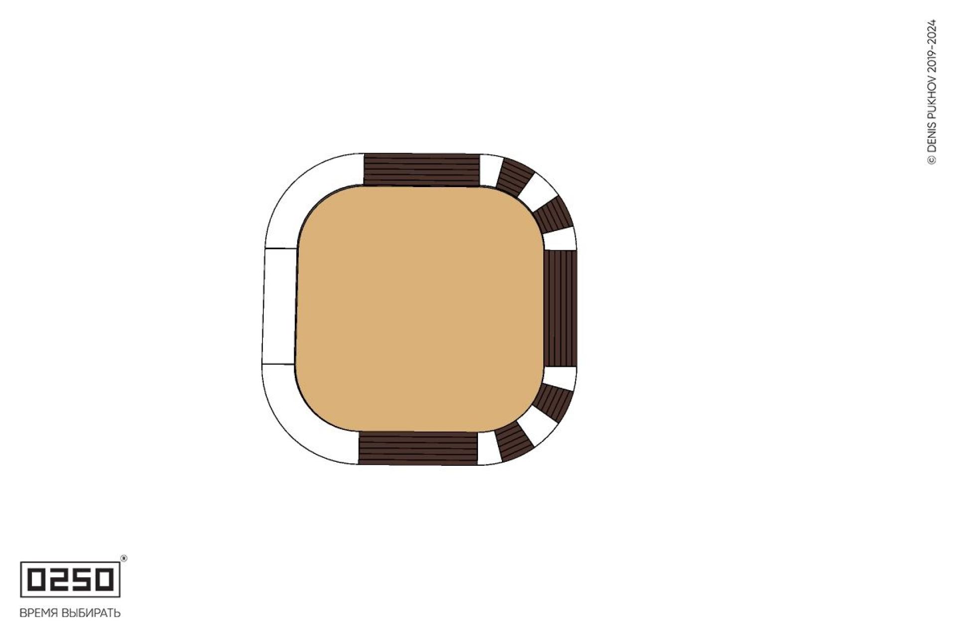 Уличная Скамейка песочница квадрокруг с комбинированным настилом производство 0250