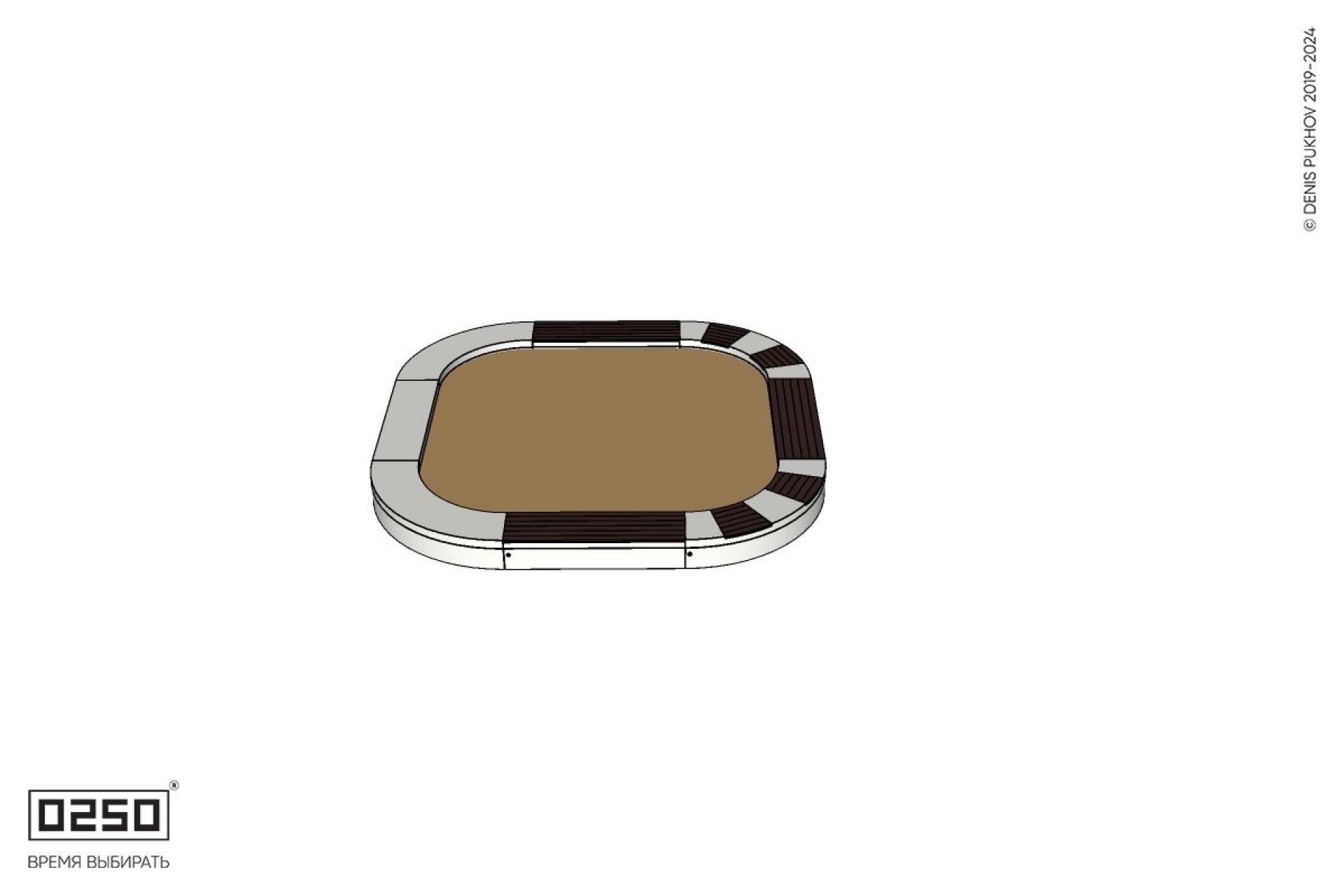 Уличная Скамейка песочница квадрокруг с комбинированным настилом производство 0250, modul+