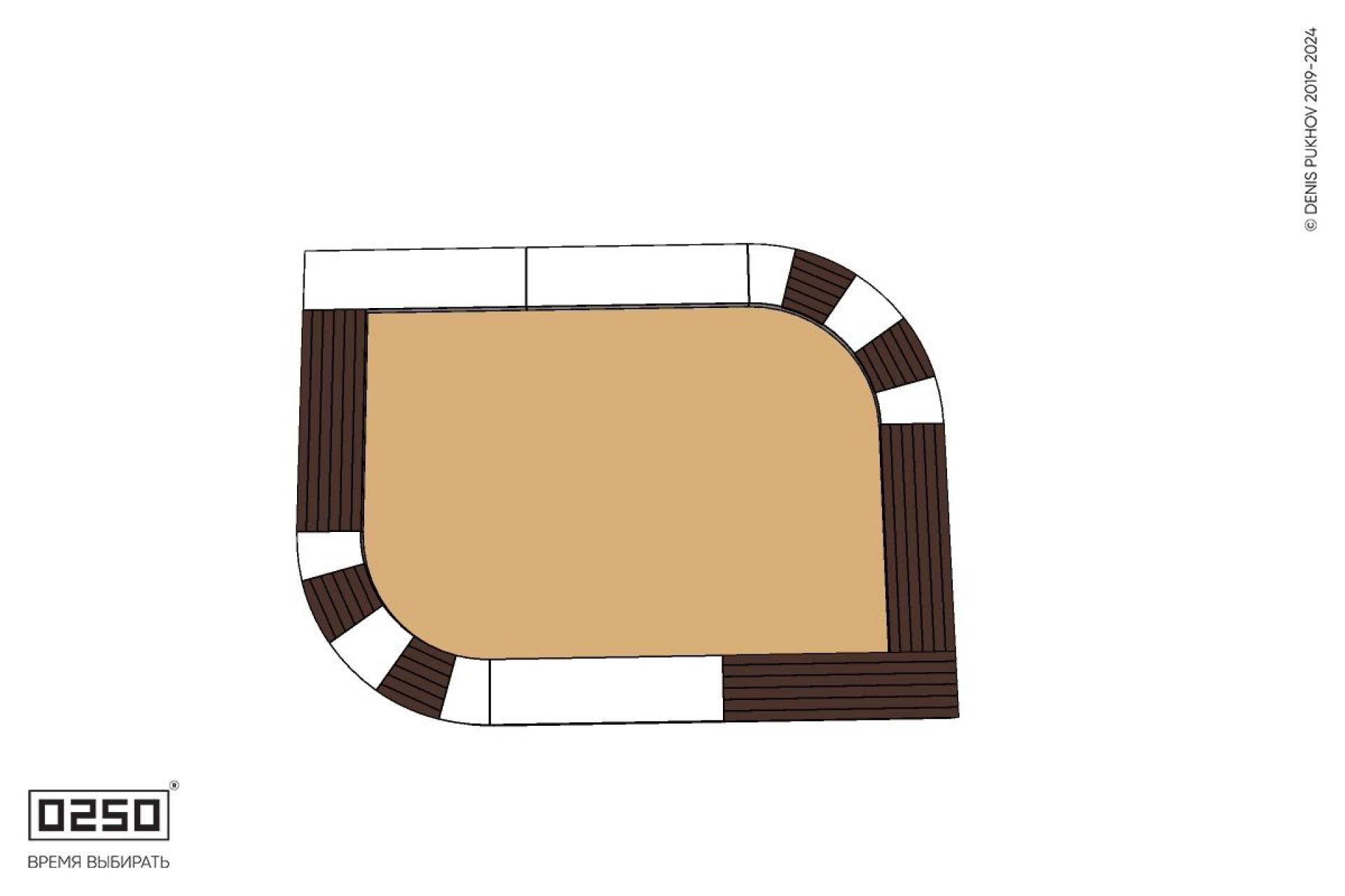 Уличная Скамейка песочница листообразная с комбинированным настилом производство 0250
