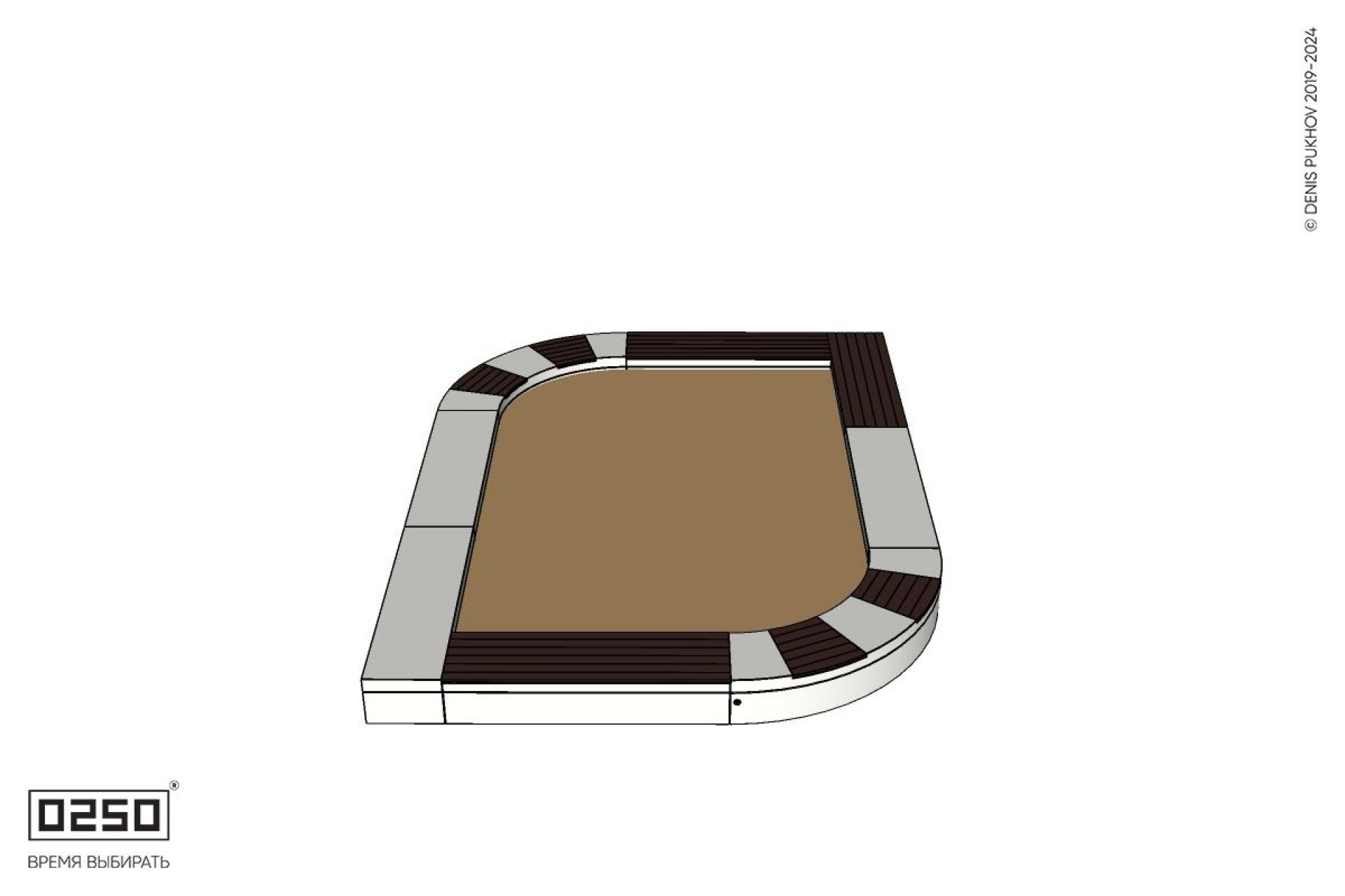 Уличная Скамейка песочница листообразная с комбинированным настилом производство 0250