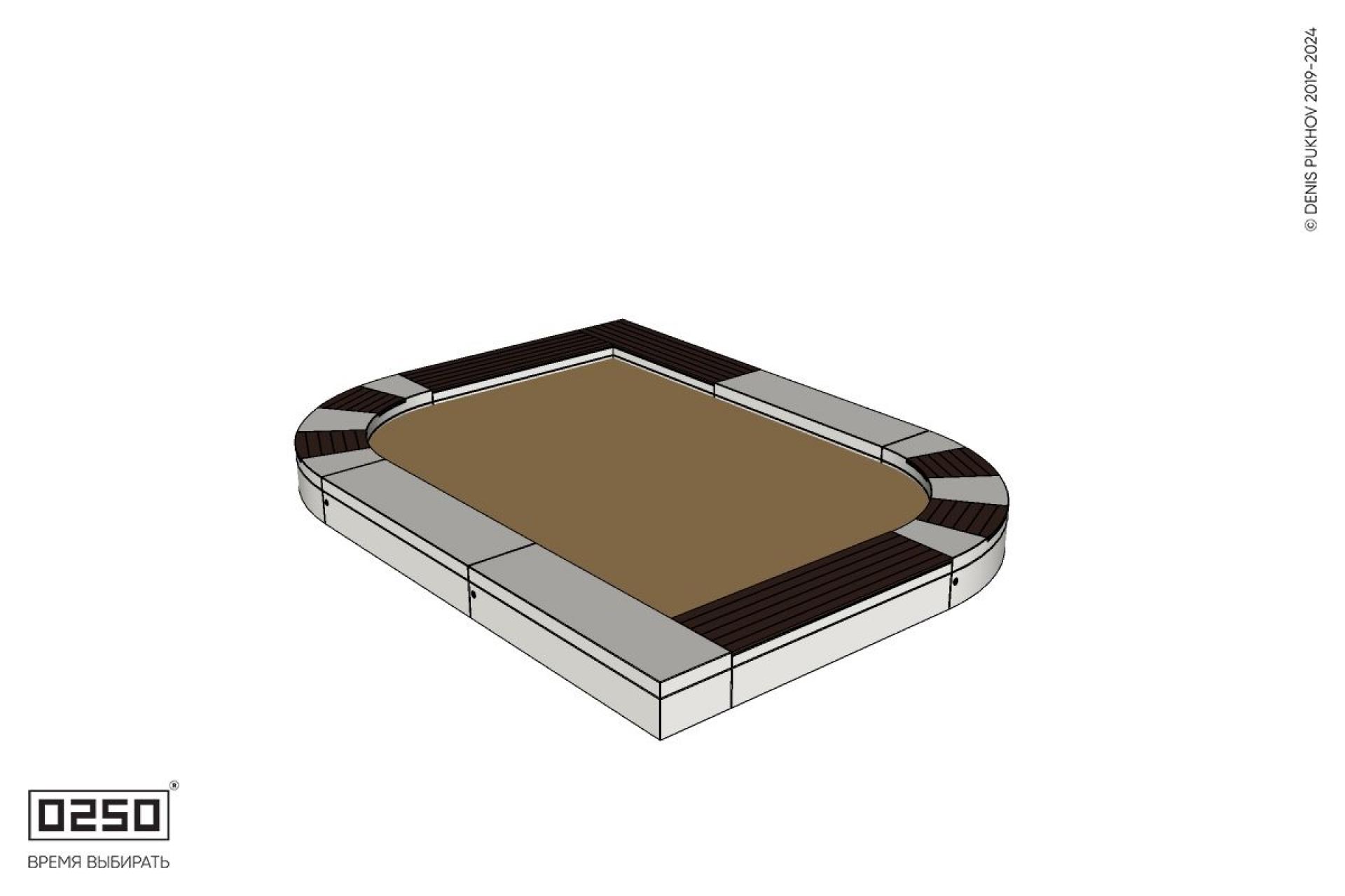 Уличная Скамейка песочница листообразная с комбинированным настилом производство 0250