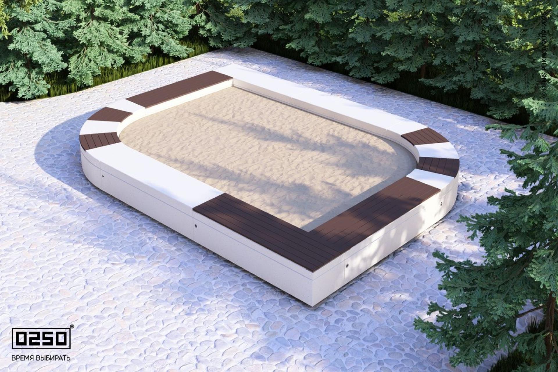 Уличная Скамейка песочница листообразная с комбинированным настилом производство 0250, modul+