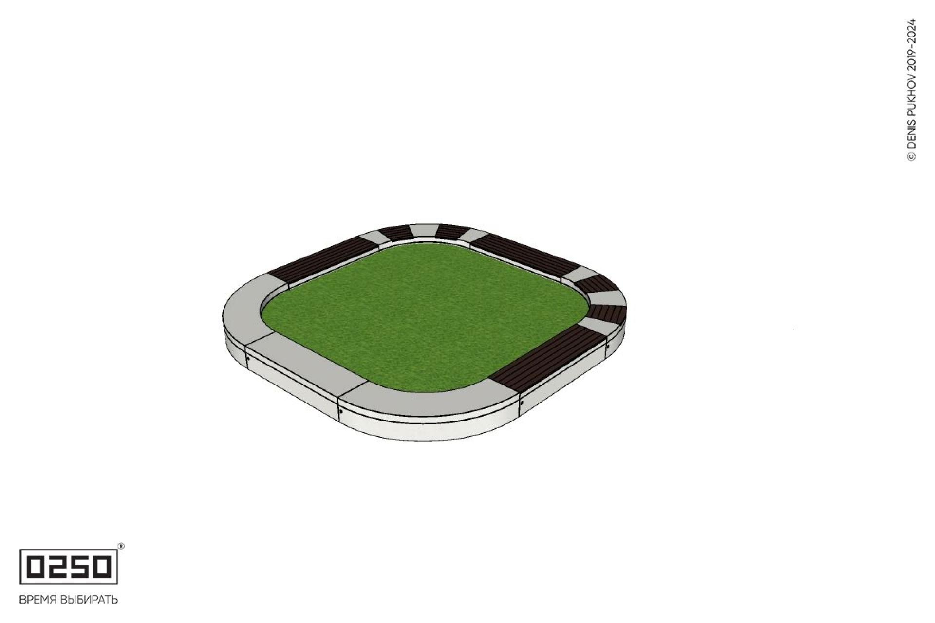 Уличная Скамейка цветник квадрокруг с комбинированным настилом производство 0250