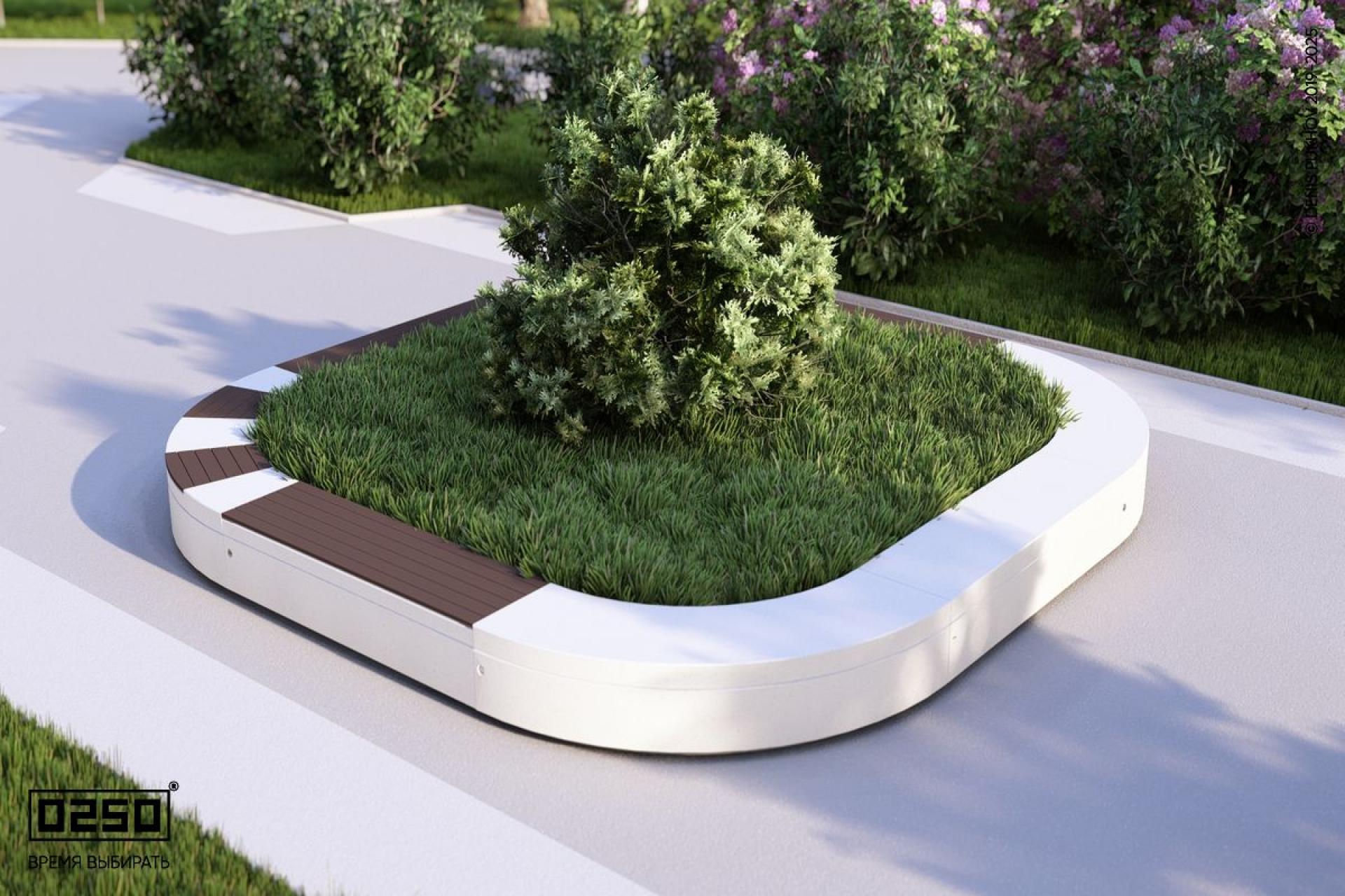 Уличная Скамейка цветник квадрокруг с комбинированным настилом производство 0250, modul+