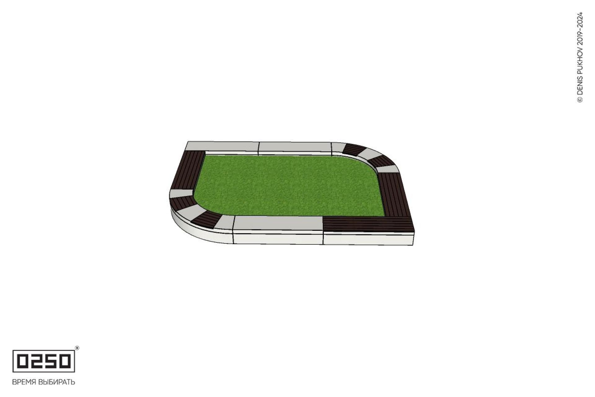 Уличная Скамейка цветник Листообразный с комбинированным настилом производство 0250, modul+