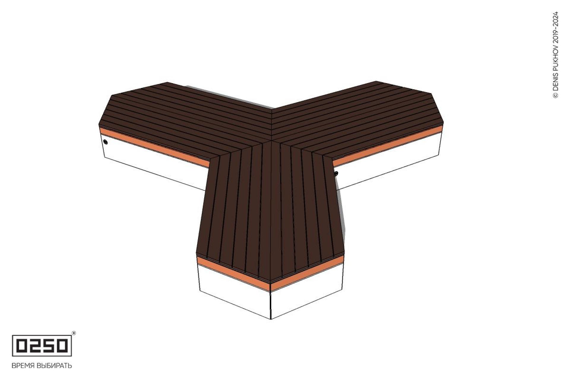 Уличная Трехлучевая двухсторонняя скамейка на блоке производство 0250 Уличная Трехлучевая двухсторонняя скамейка на блоке производство 0250