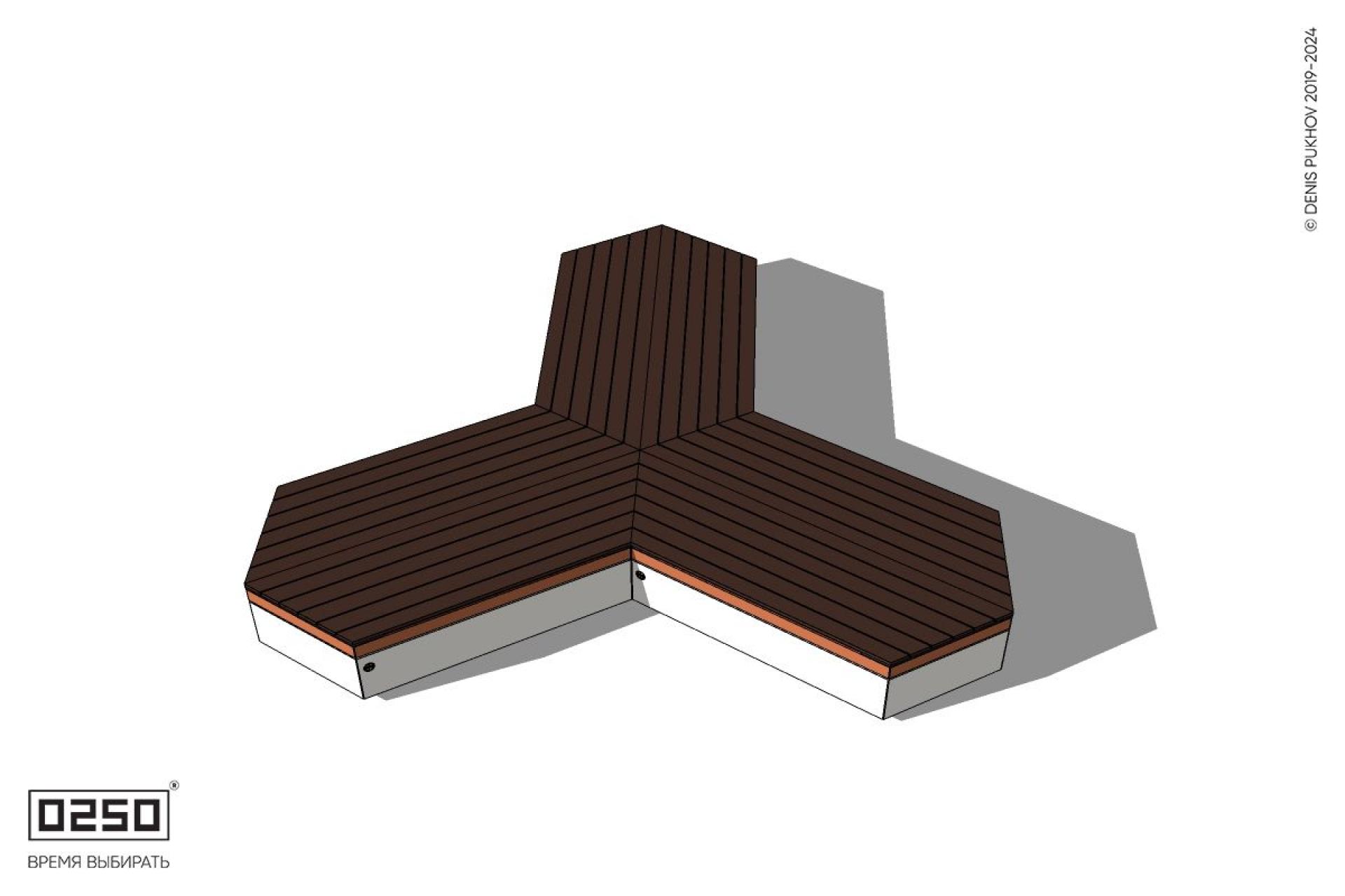 Уличная Трехлучевая двухсторонняя скамейка на блоке производство 0250 Уличная Трехлучевая двухсторонняя скамейка на блоке производство 0250