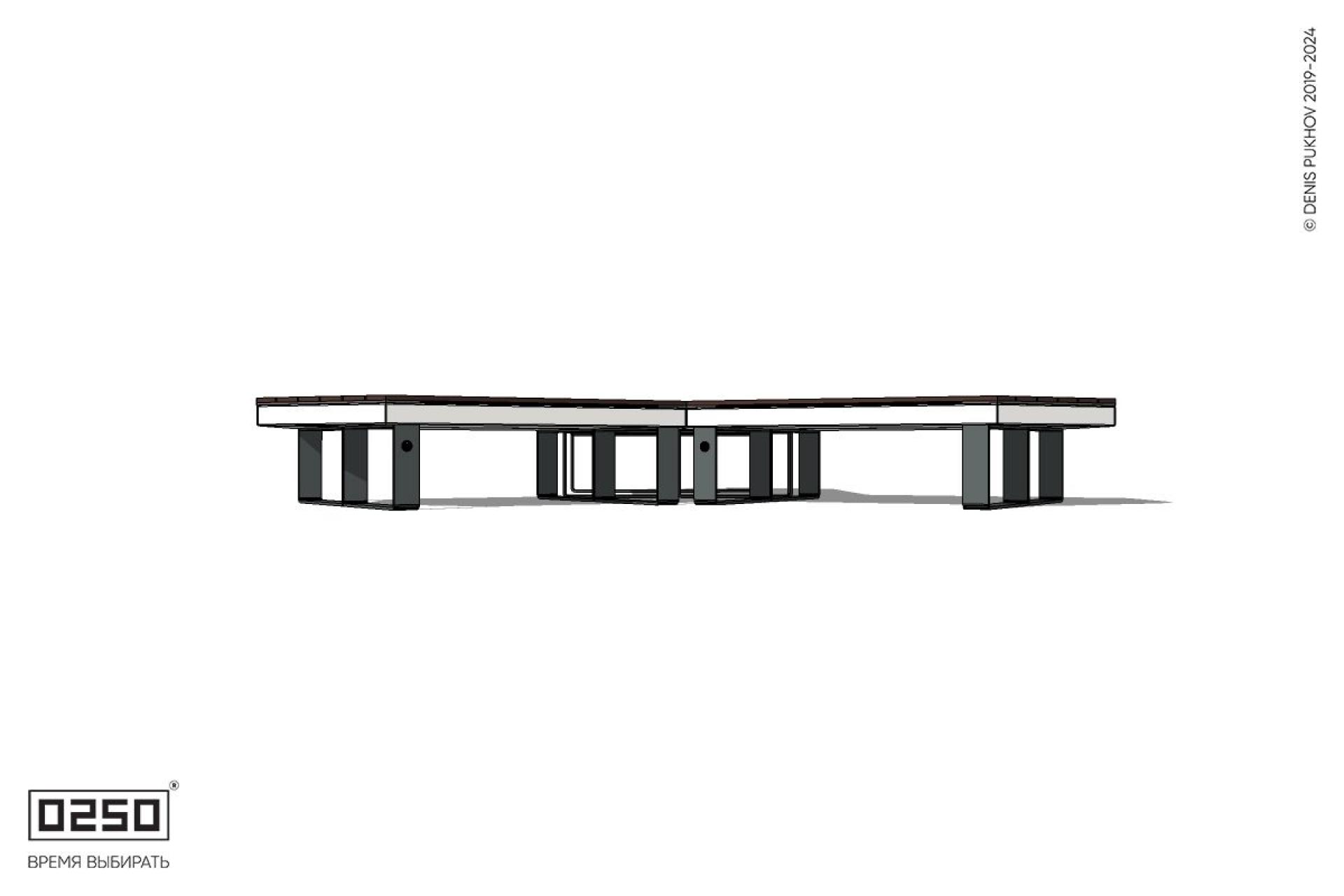 Уличная Трехлучевая двухсторонняя скамейка на ножках производство 0250