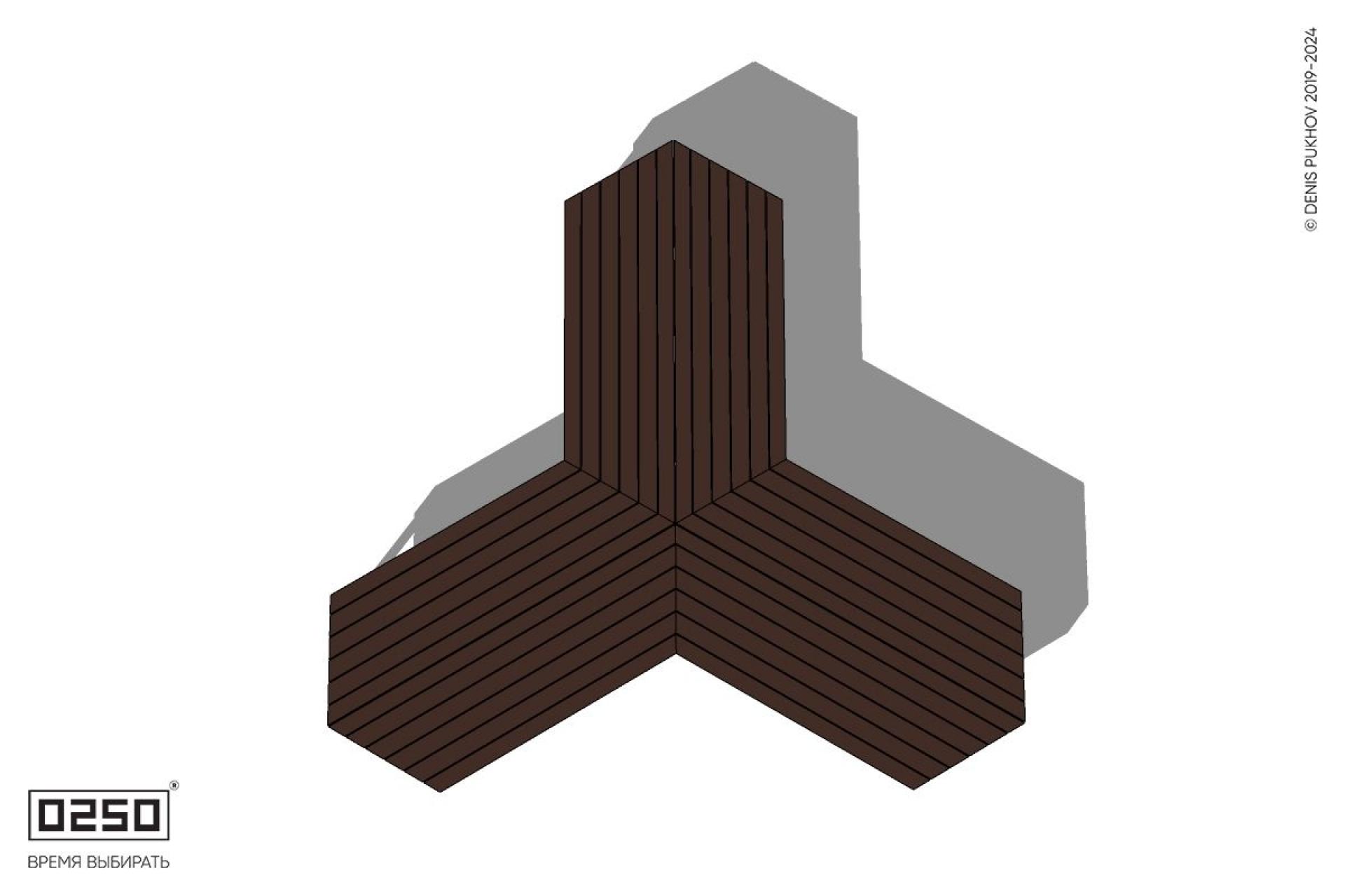 Уличная Трехлучевая двухсторонняя скамейка на ножках производство 0250, module