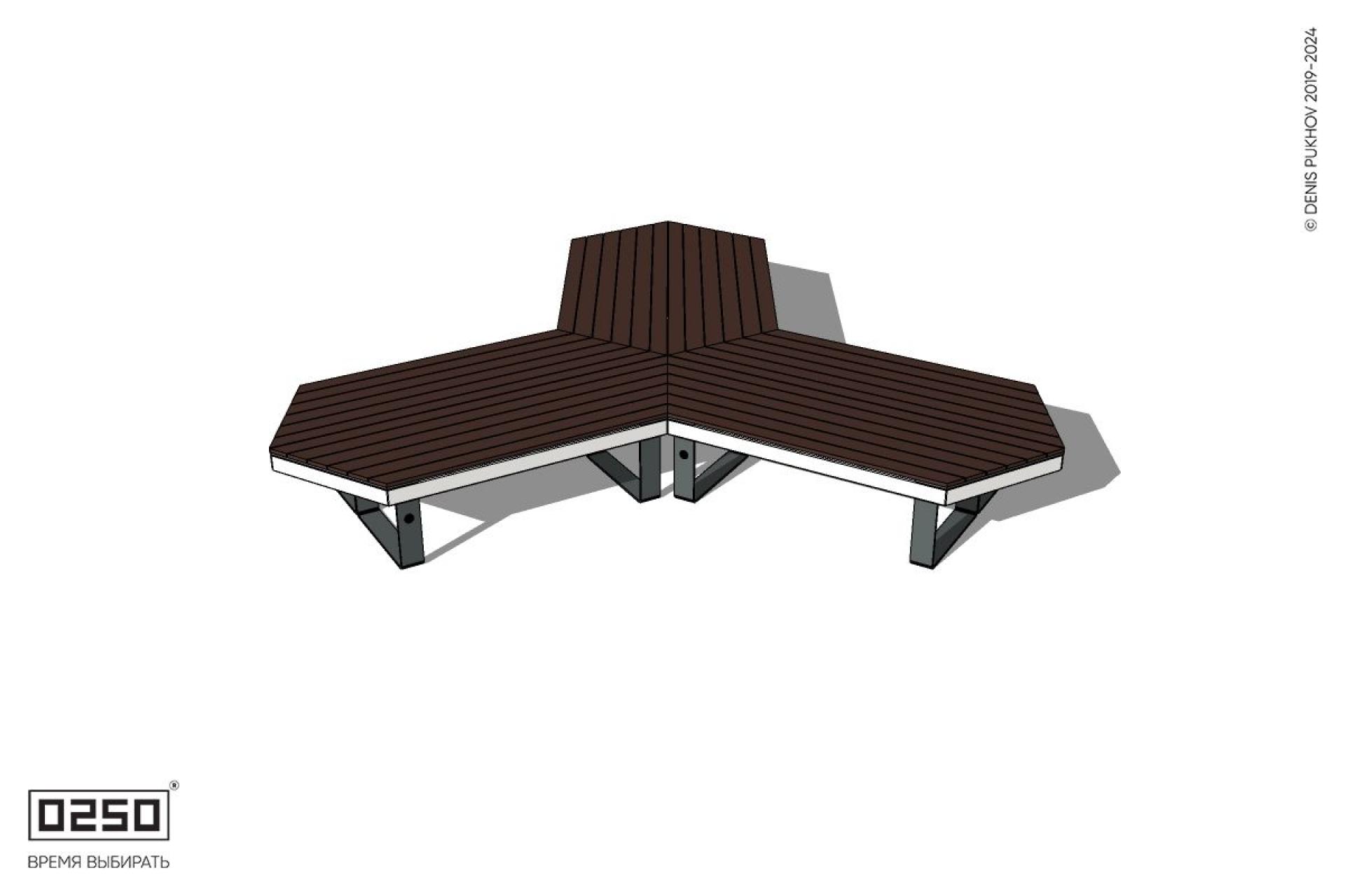 Уличная Трехлучевая двухсторонняя скамейка на ножках производство 0250