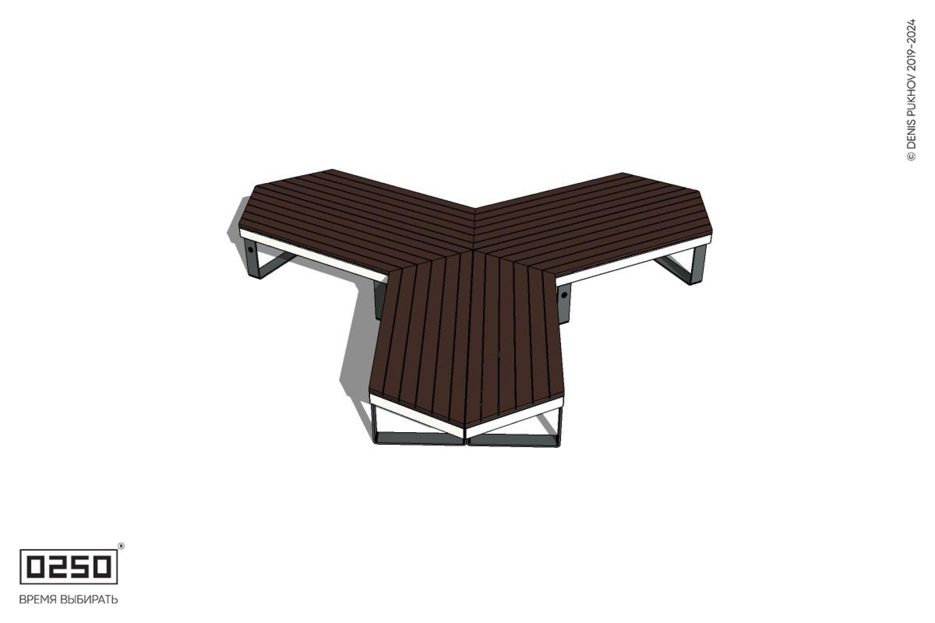 Уличная Трехлучевая двухсторонняя скамейка на ножках производство 0250