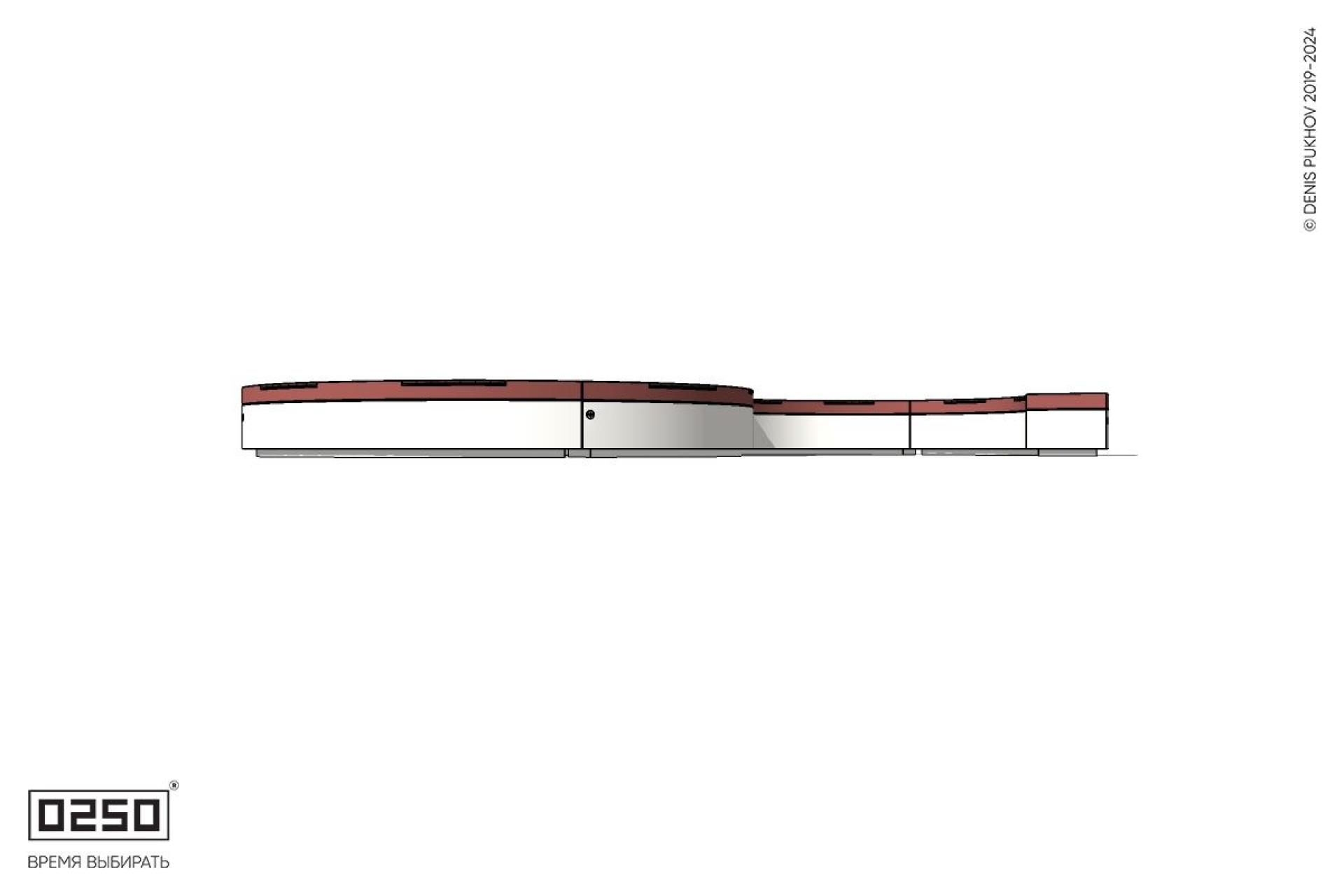 Уличная Трехлучевая радиусная с трилистником скамейка на блоке производство 0250