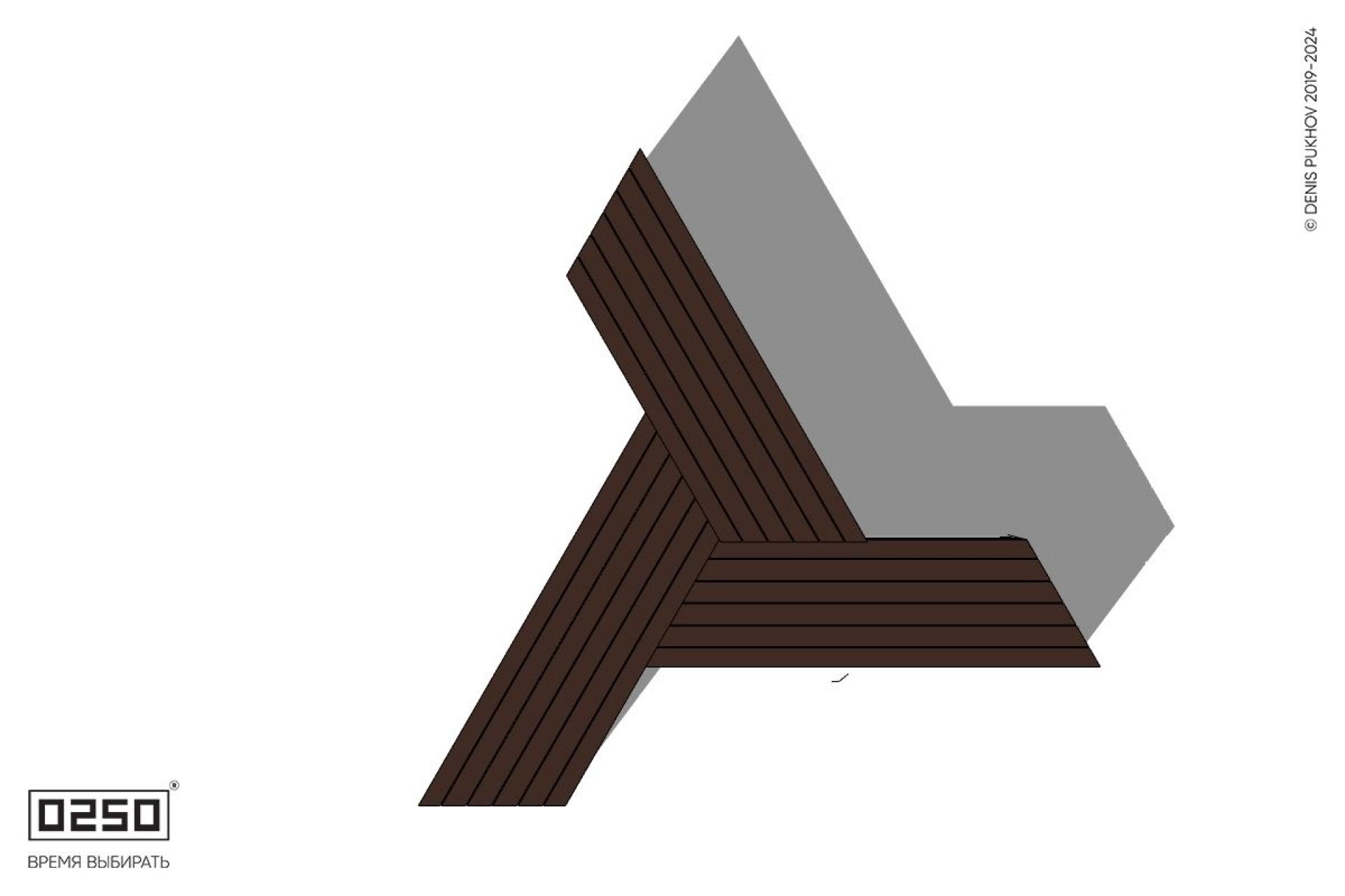 Уличная Скамейка трехлучевая скошенная на блоке производство 0250