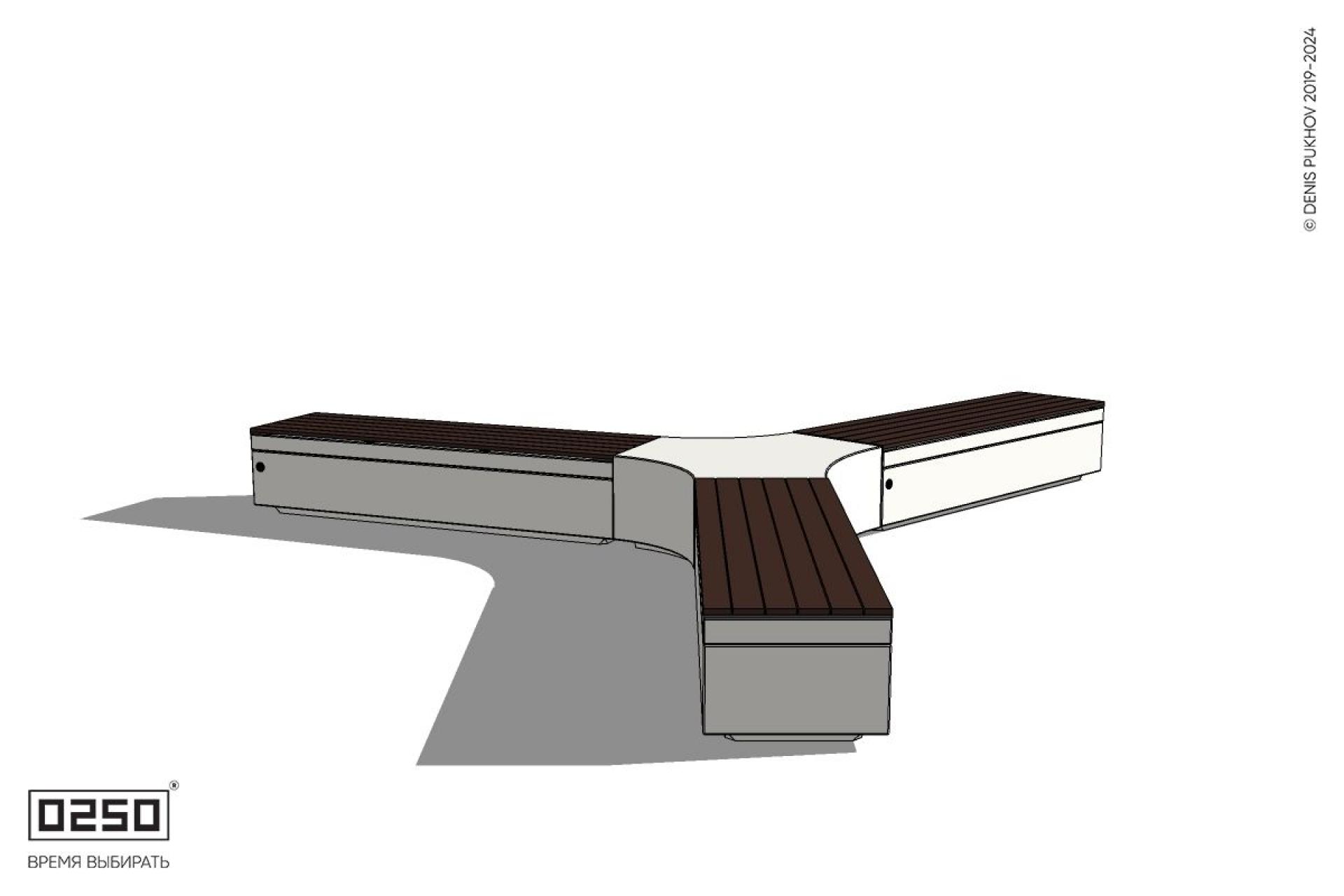 Уличная Скамейка трехлучевая с трилистником на блоке производство 0250