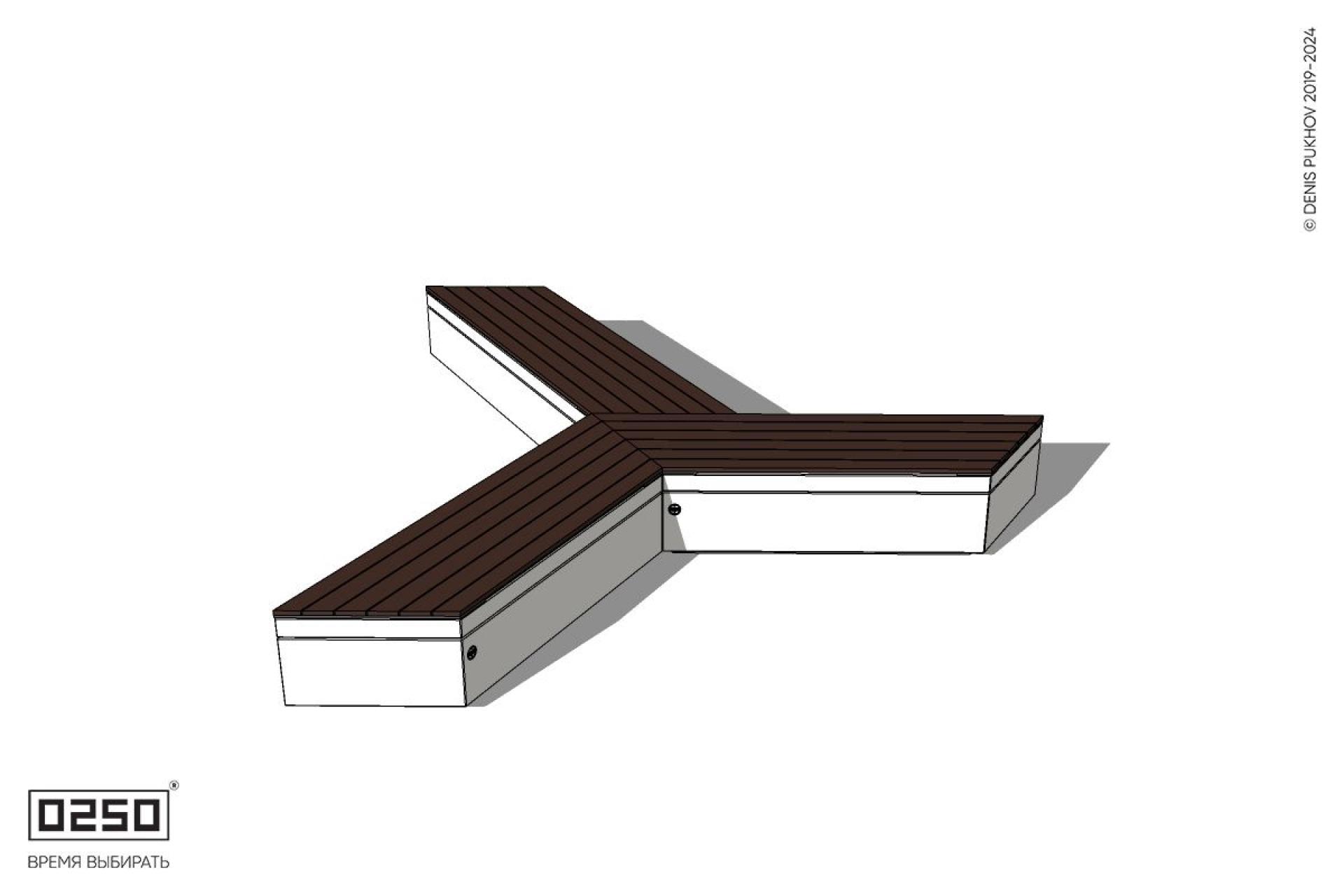 Уличная Y-образная трехлучевая скамейка на блоке производство 0250