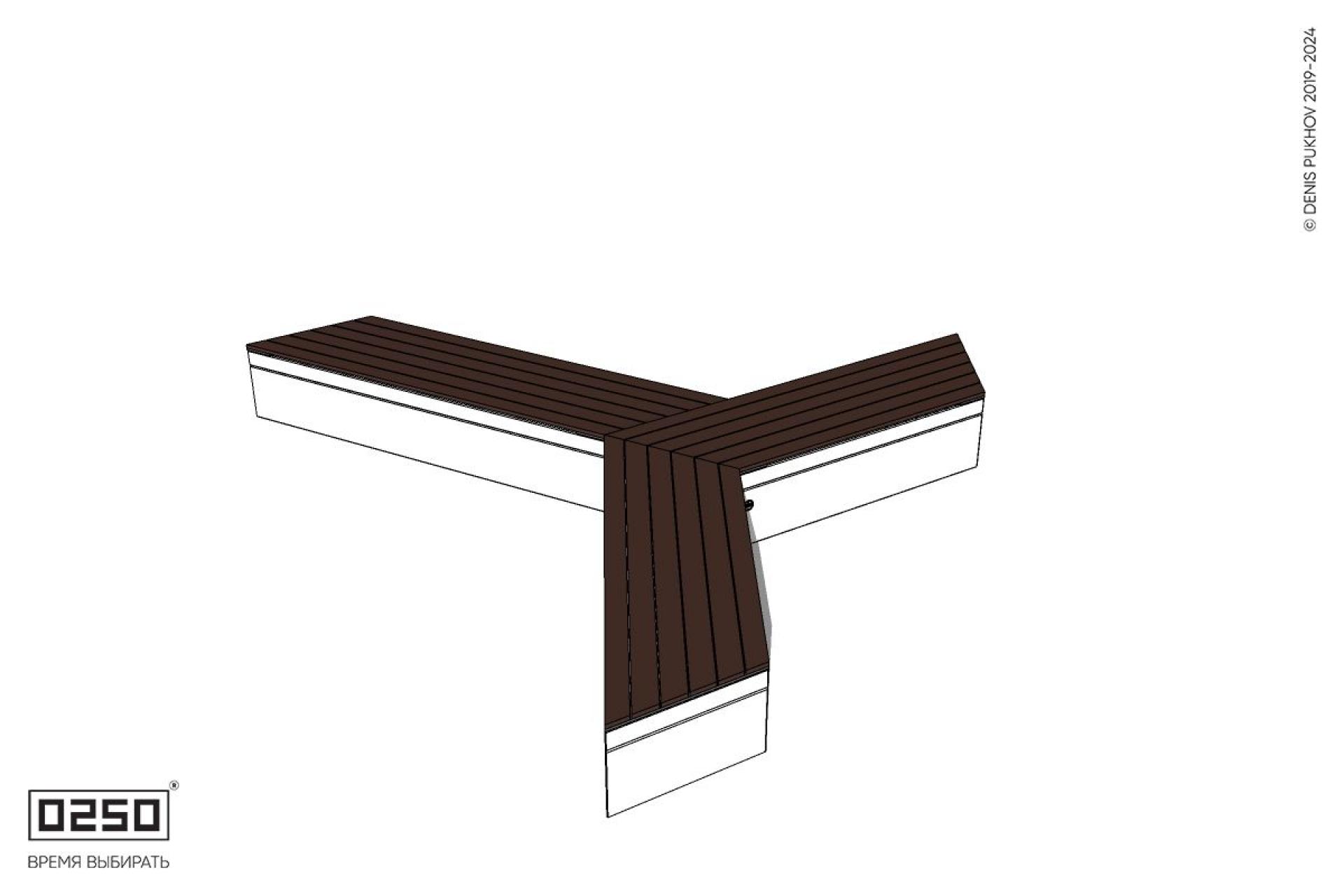 Уличная Y-образная трехлучевая скамейка на блоке производство 0250