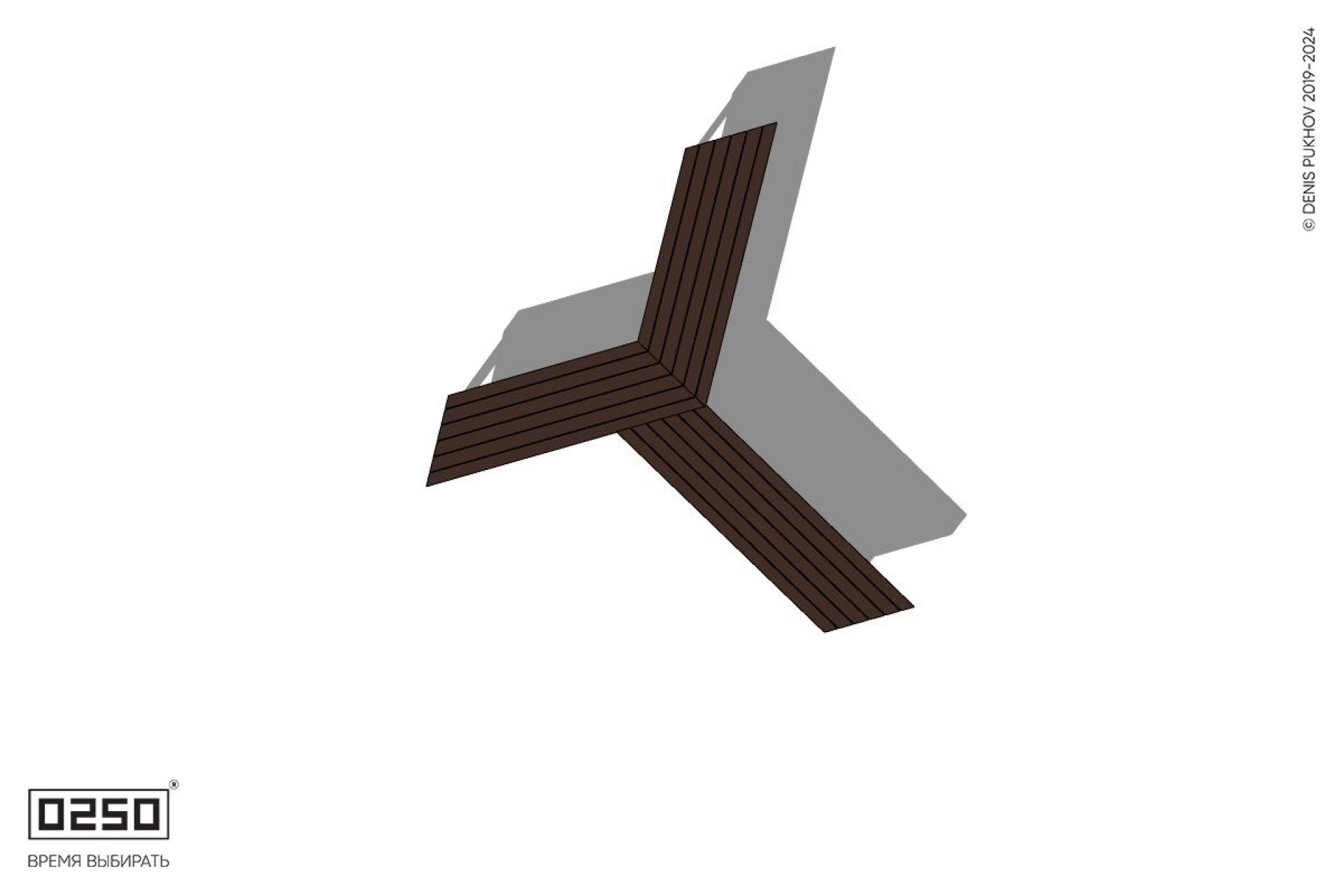 Уличная Y-образная трехлучевая скамейка на ножках производство 0250, module