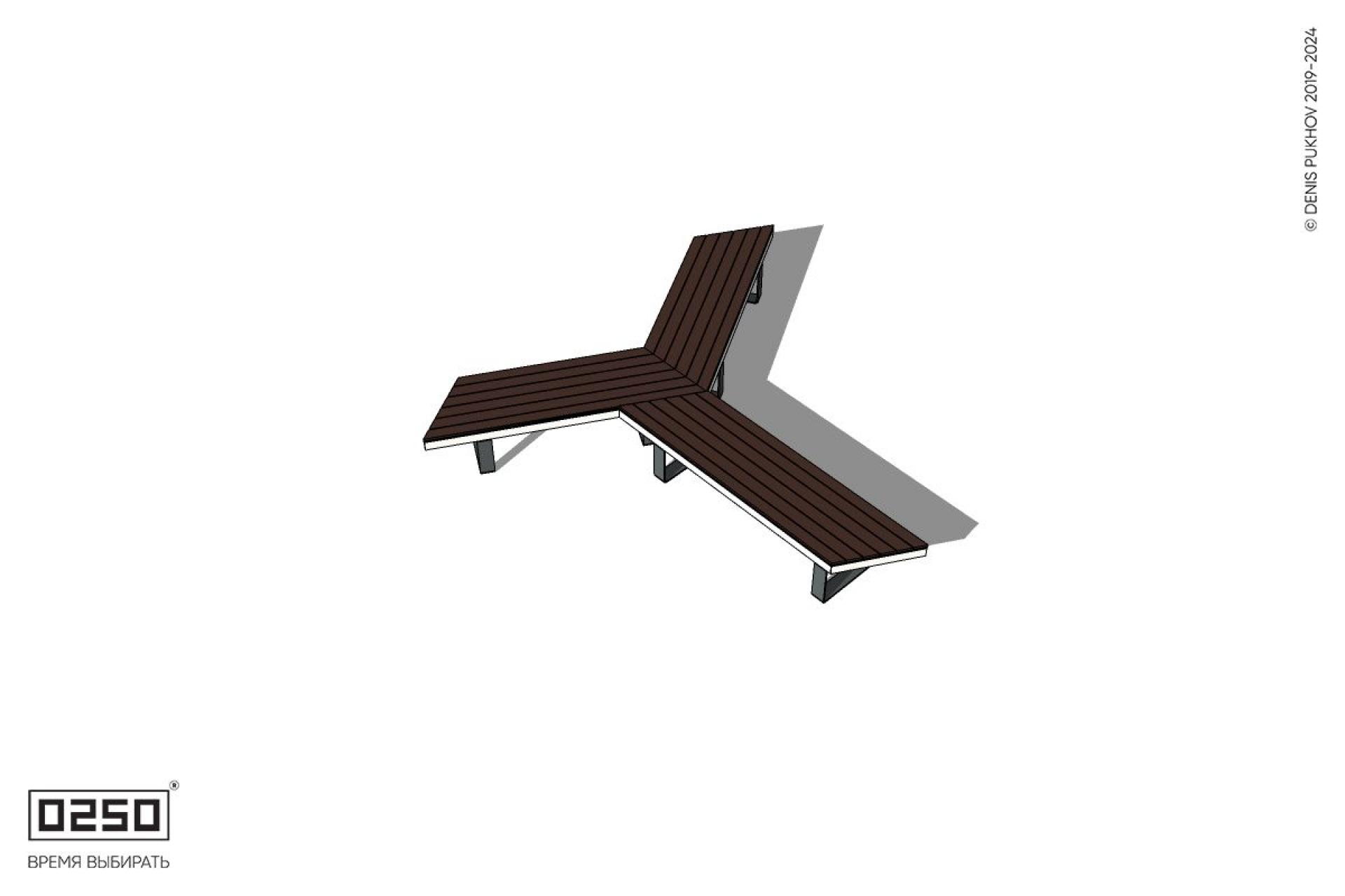 Уличная Y-образная трехлучевая скамейка на ножках производство 0250