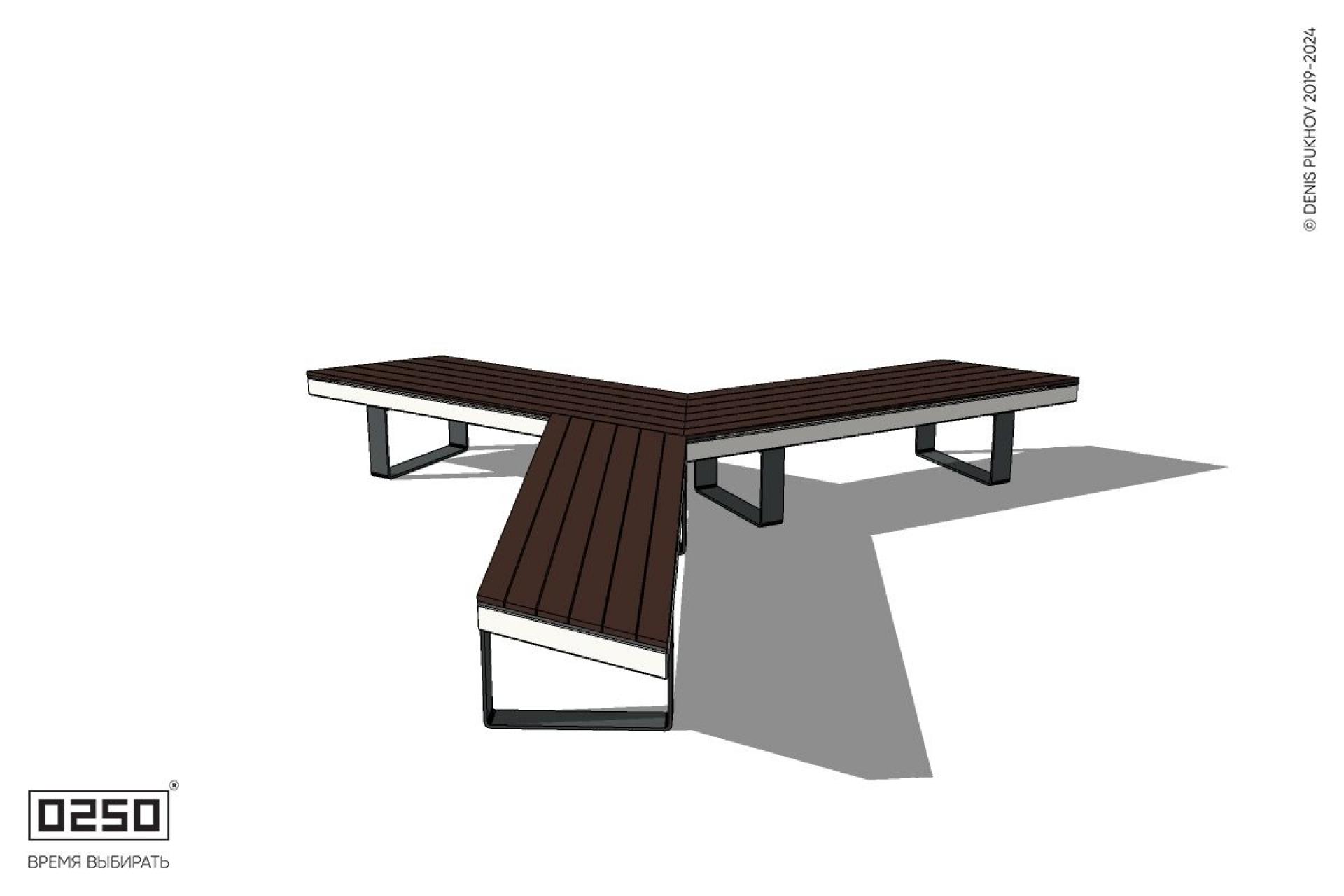 Уличная Y-образная трехлучевая скамейка на ножках производство 0250