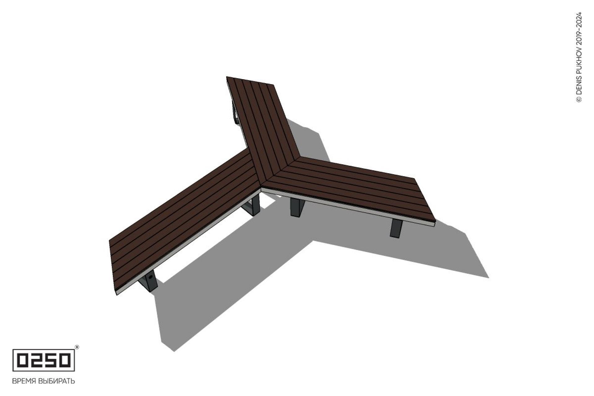 Уличная Y-образная трехлучевая скамейка на ножках производство 0250