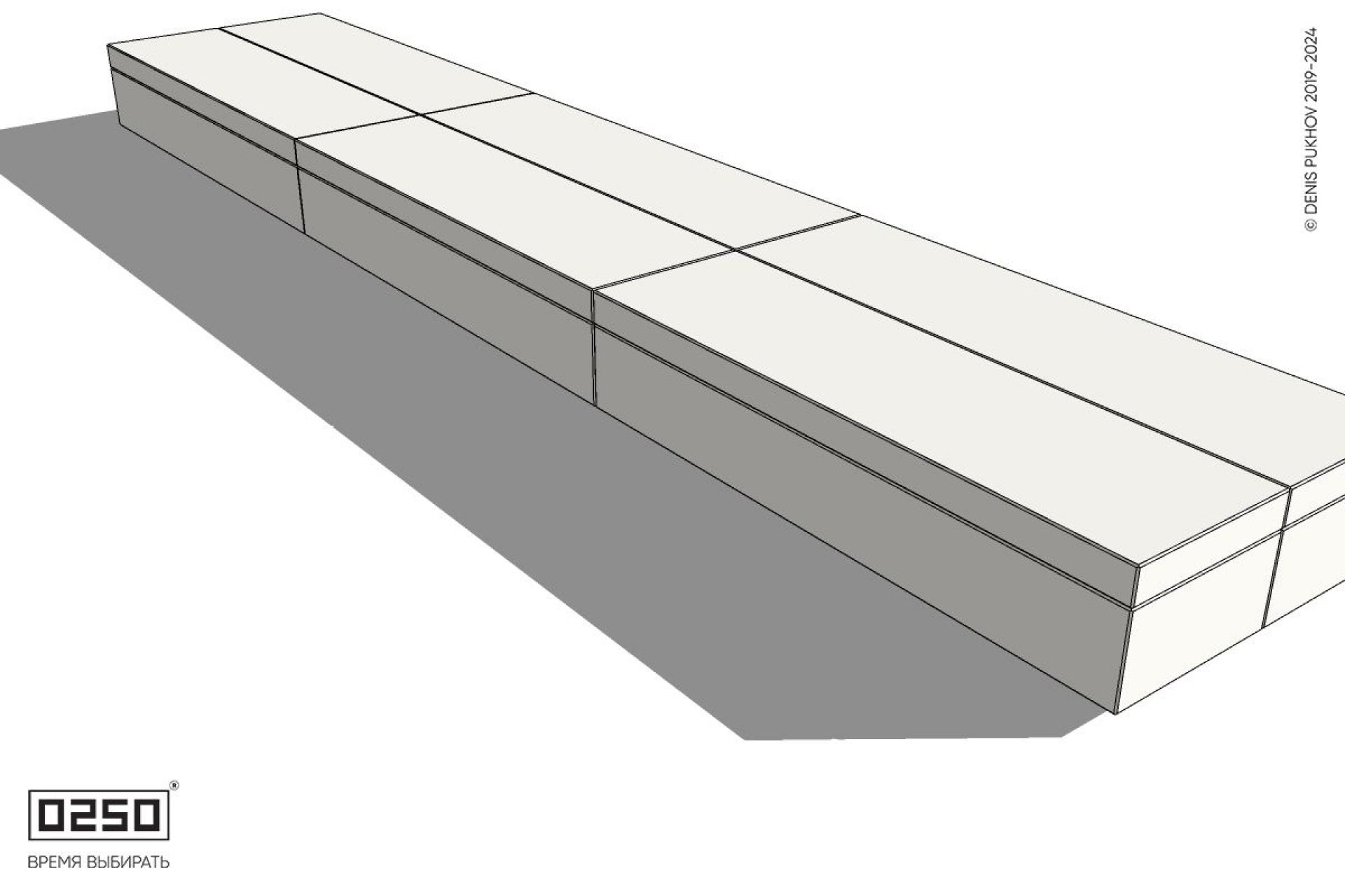 Уличная Бетонная трехпролетная двухсторонняя скамейка на блоке производство 0250