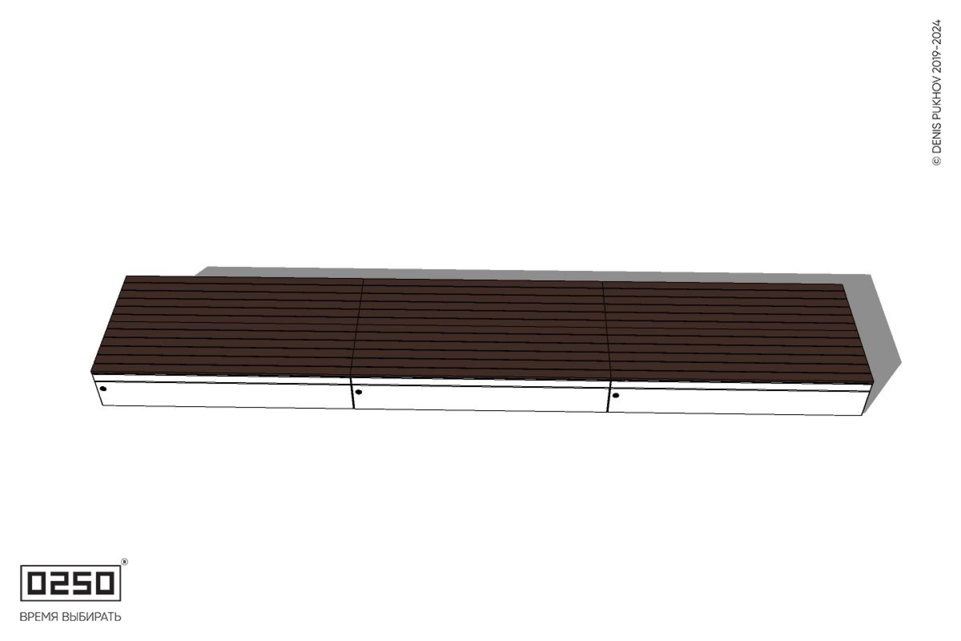 Уличная Скамейка двухсторонняя трехпролетная на блоке производство 0250