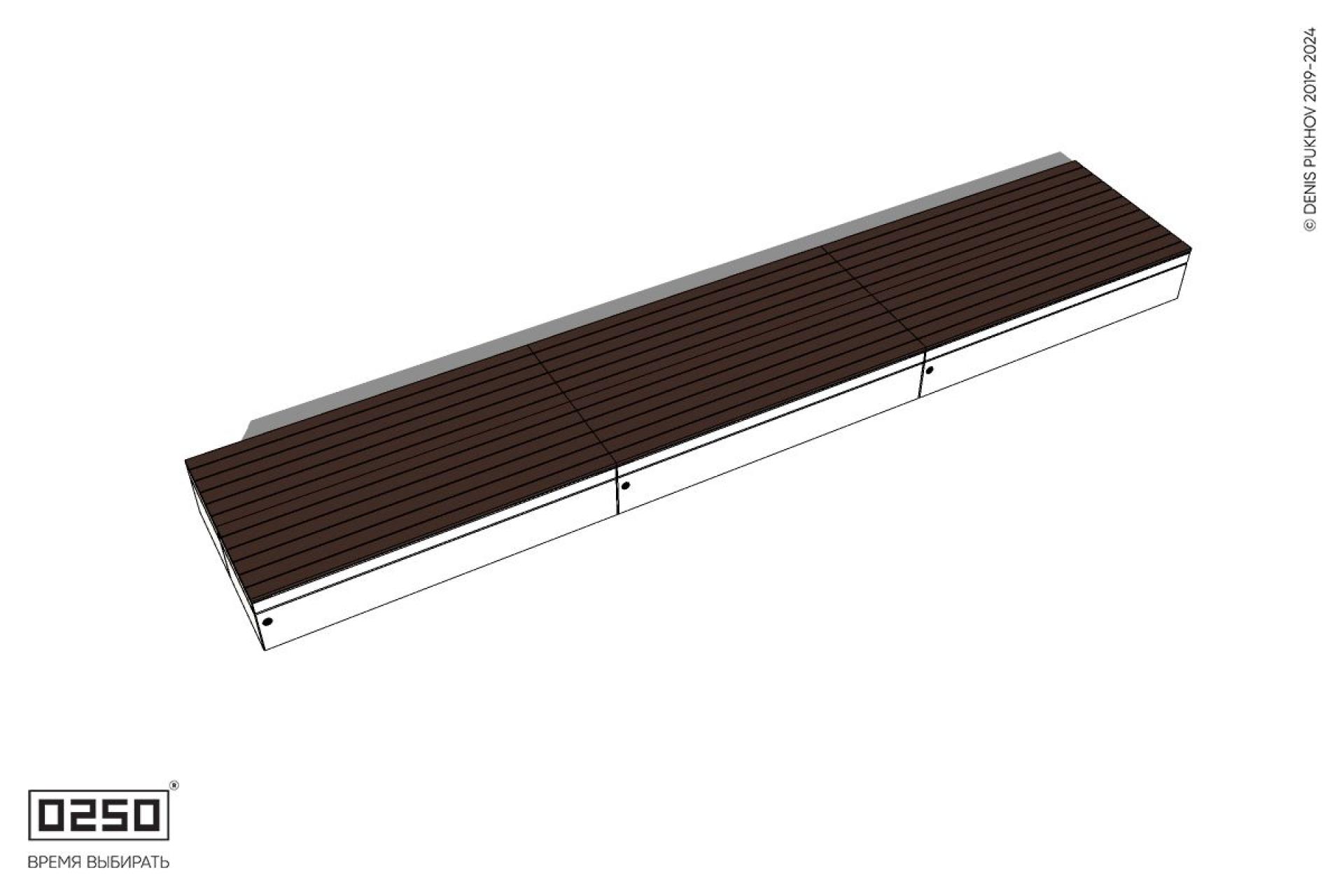 Уличная Скамейка двухсторонняя трехпролетная на блоке производство 0250