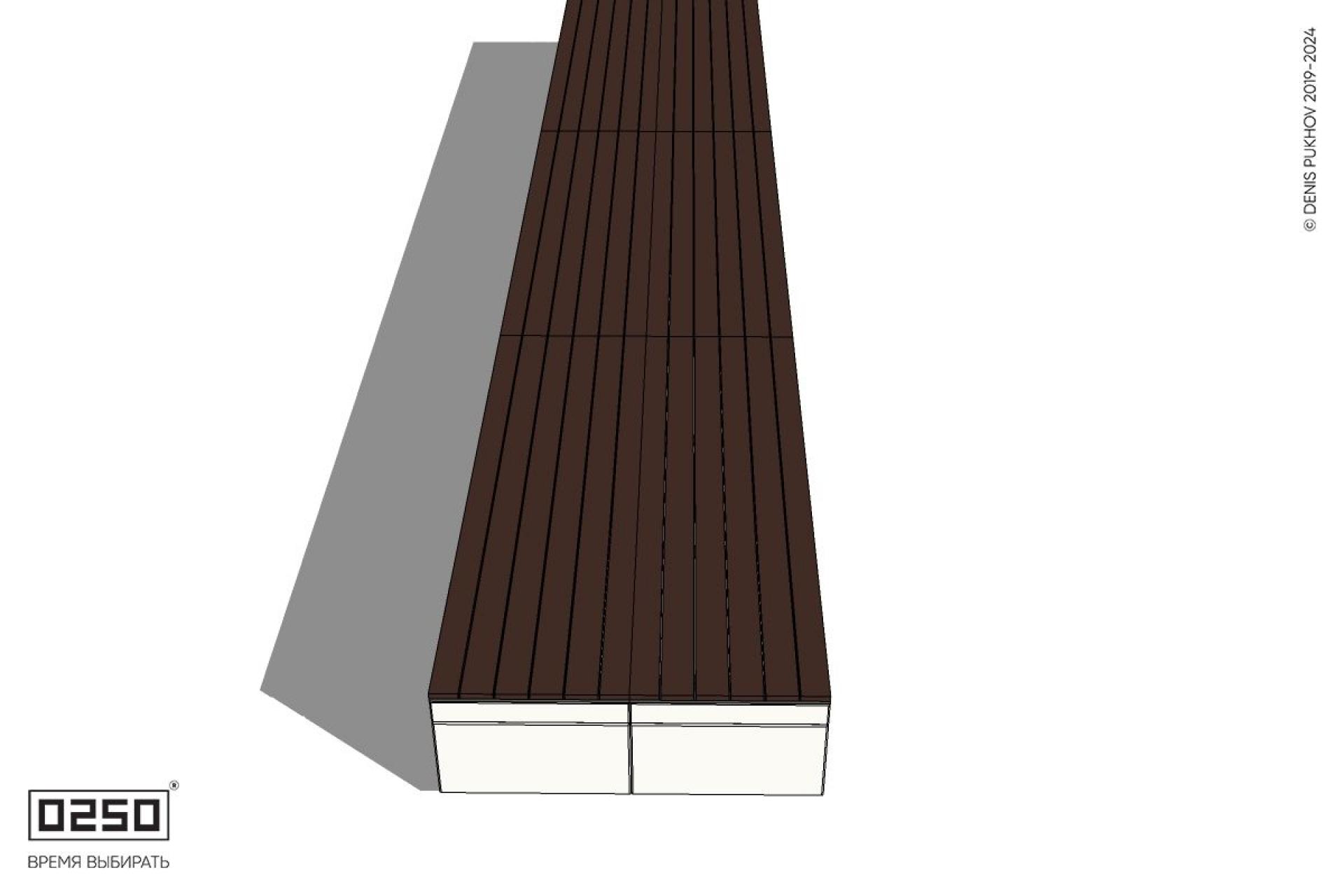 Уличная Скамейка двухсторонняя трехпролетная на блоке производство 0250