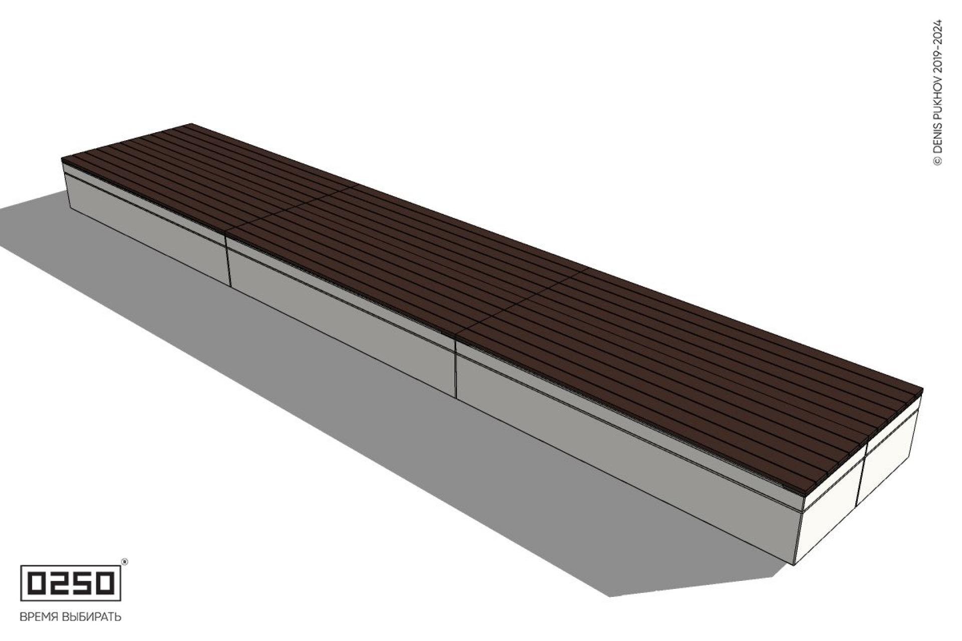 Уличная Скамейка двухсторонняя трехпролетная на блоке производство 0250