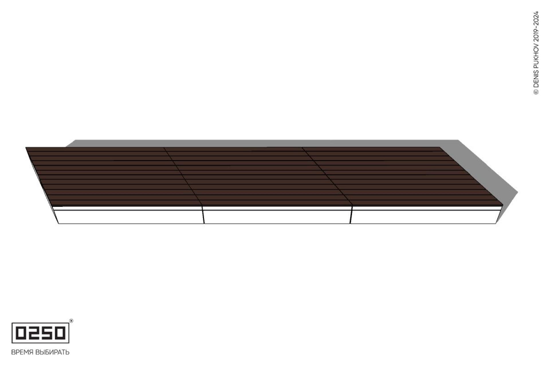 Уличная Скамейка параллелограммная левая двухсторонняя трехпролетная на блоке производство 0250