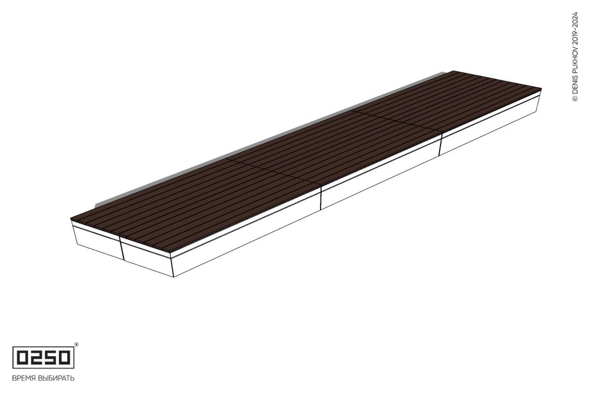 Уличная Скамейка параллелограммная левая двухсторонняя трехпролетная на блоке производство 0250