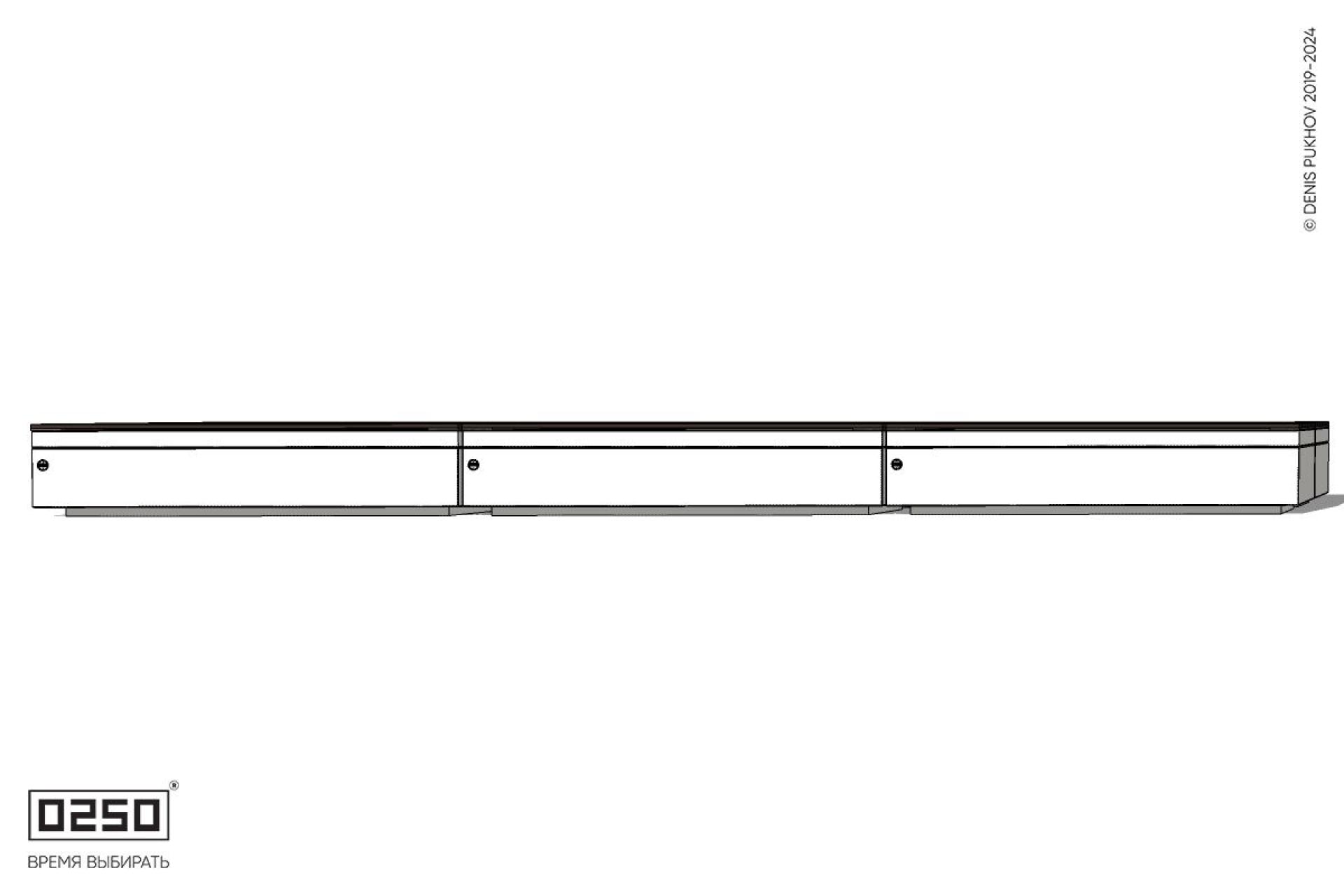 Уличная Скамейка Параллелограммная правая двухсторонняя трехпролетная на блоке производство 0250