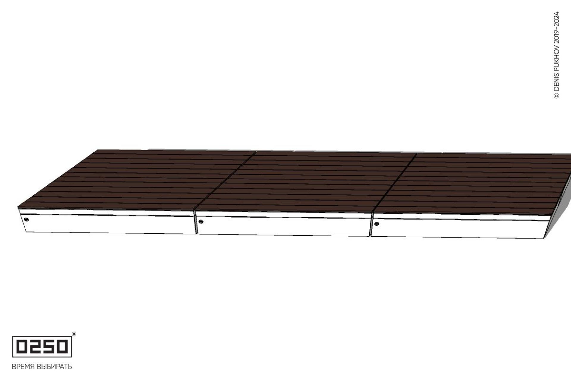 Уличная Скамейка Параллелограммная правая двухсторонняя трехпролетная на блоке производство 0250