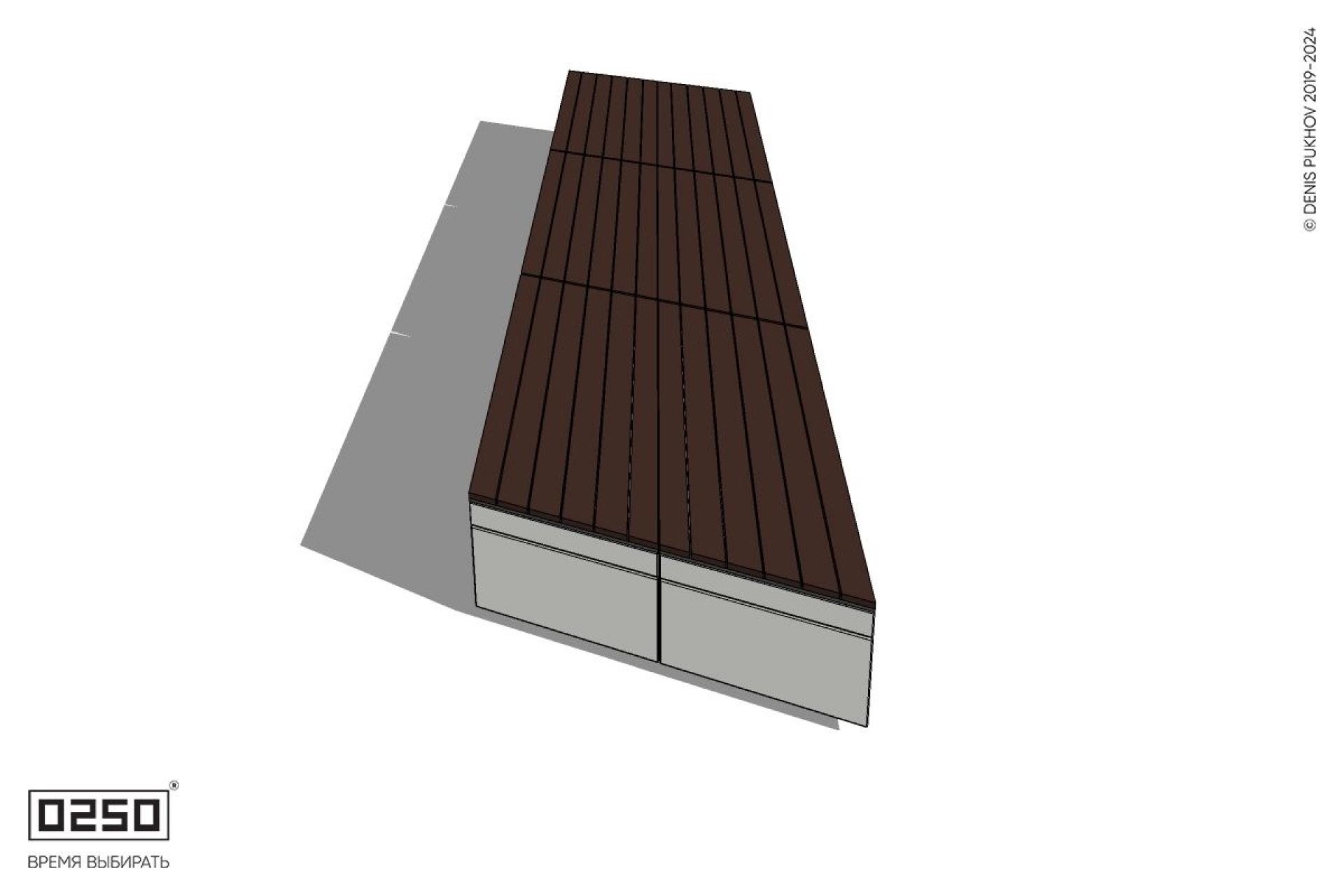 Уличная Скамейка Параллелограммная правая двухсторонняя трехпролетная на блоке производство 0250