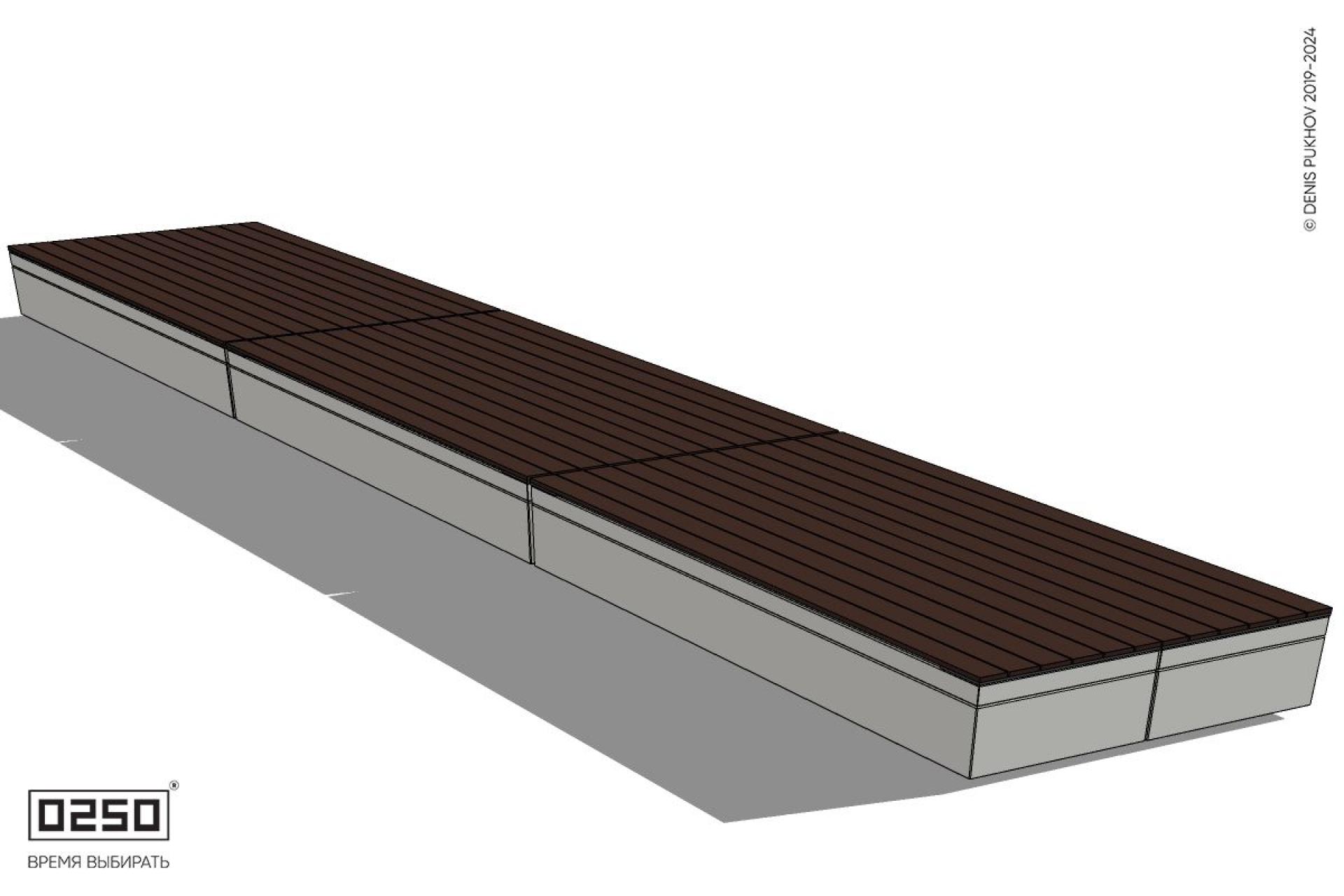 Уличная Скамейка Параллелограммная правая двухсторонняя трехпролетная на блоке производство 0250