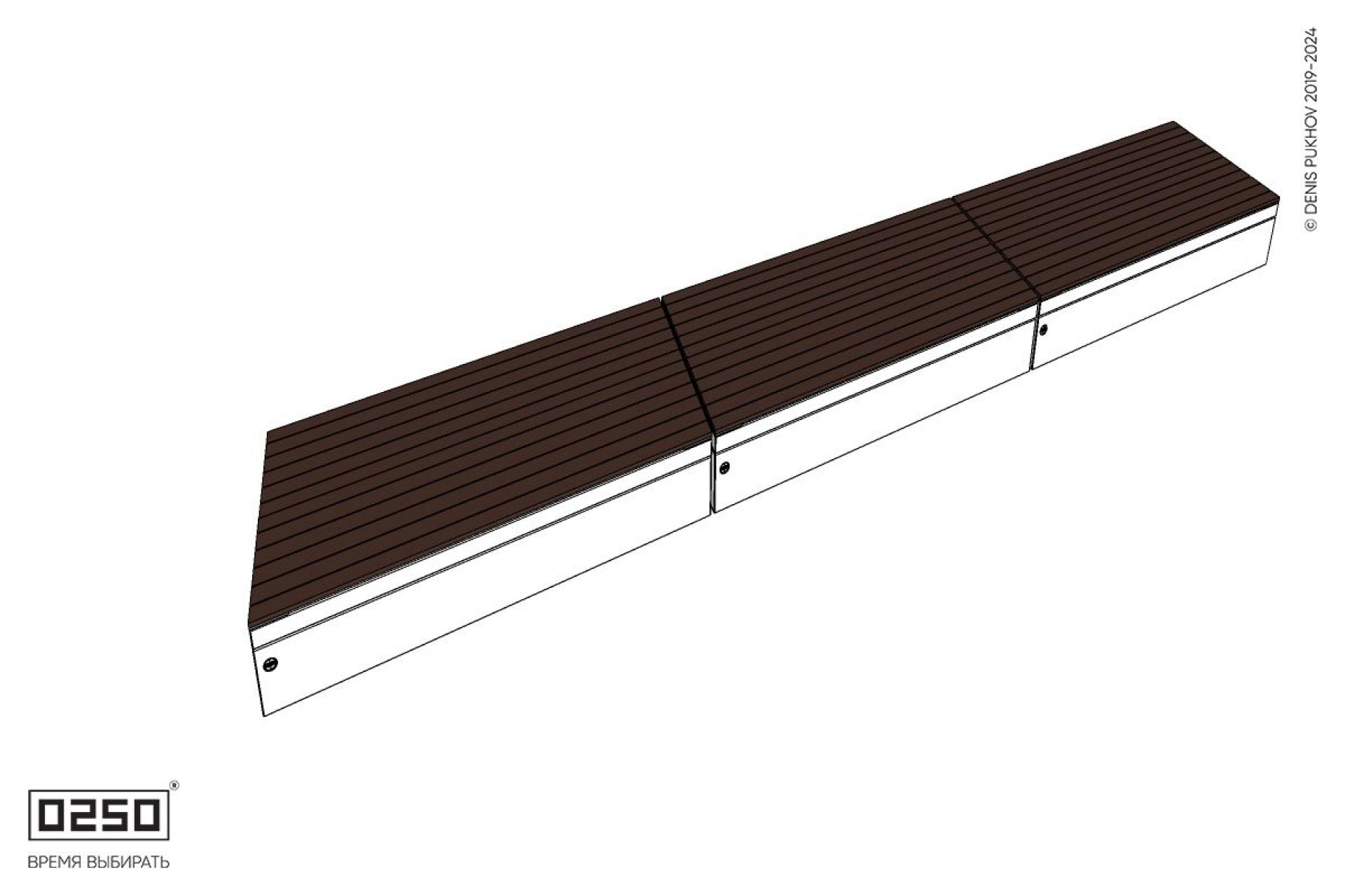 Уличная Скамейка Параллелограммная правая двухсторонняя трехпролетная на блоке производство 0250