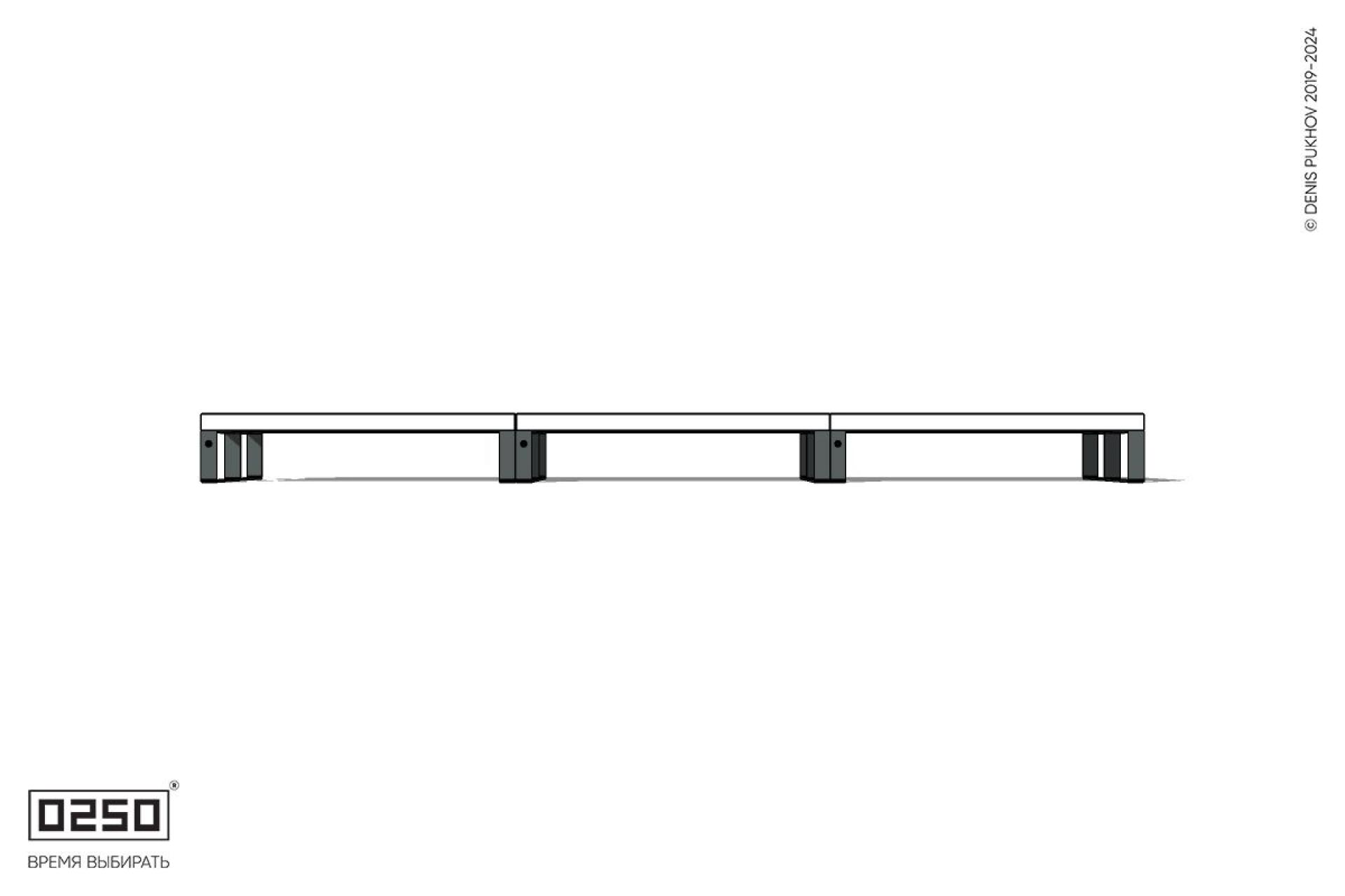 Уличная Бетонная трехпролетная двухсторонняя скамейка на ножках производство 0250