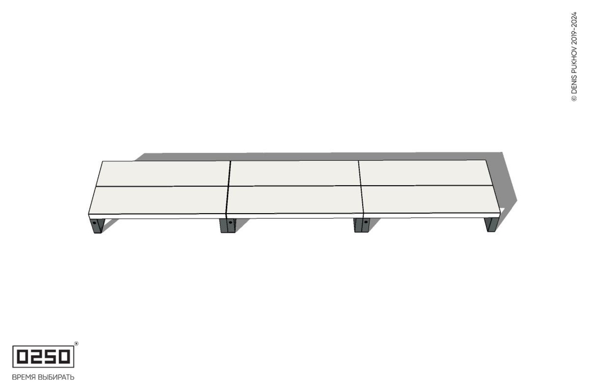 Уличная Бетонная трехпролетная двухсторонняя скамейка на ножках производство 0250