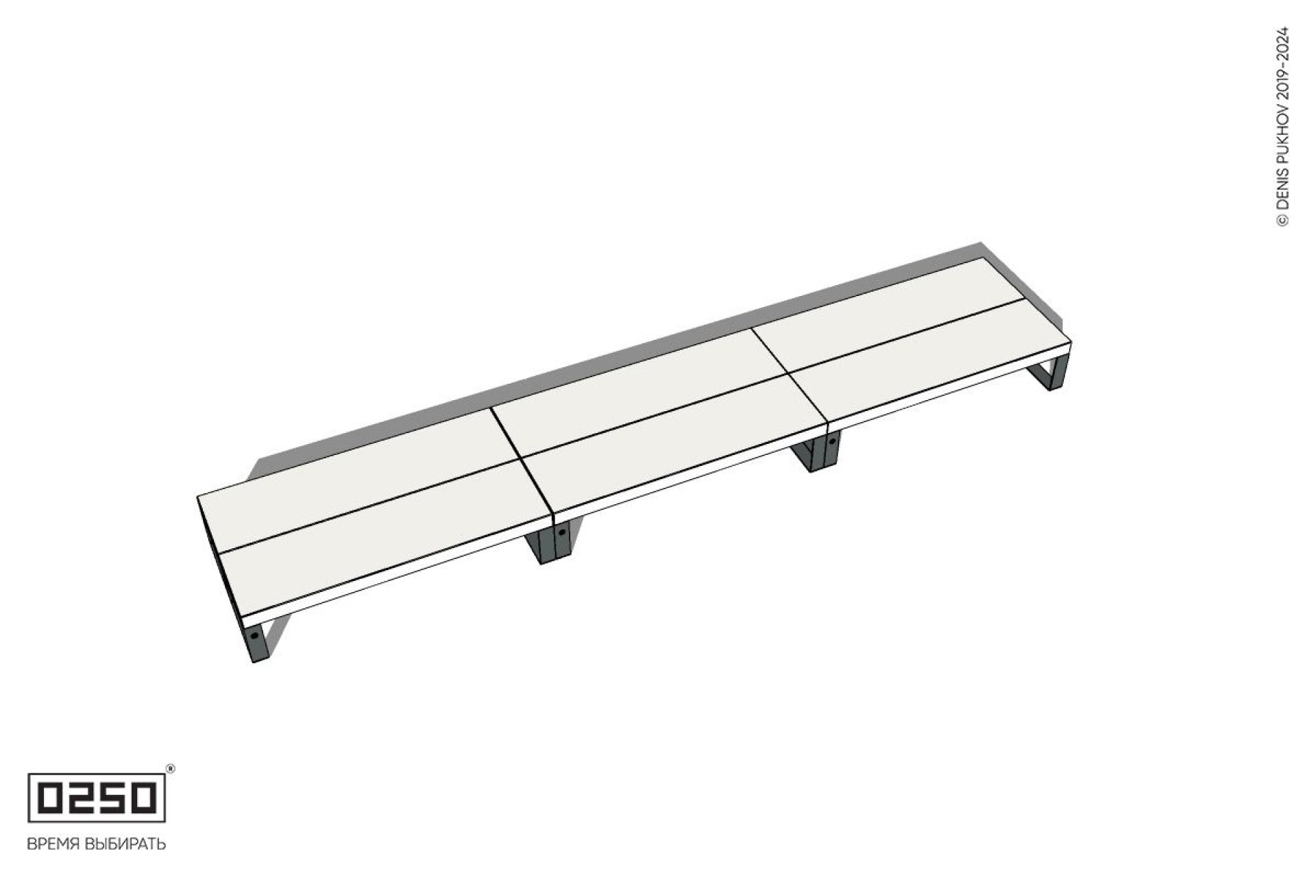 Уличная Бетонная трехпролетная двухсторонняя скамейка на ножках производство 0250