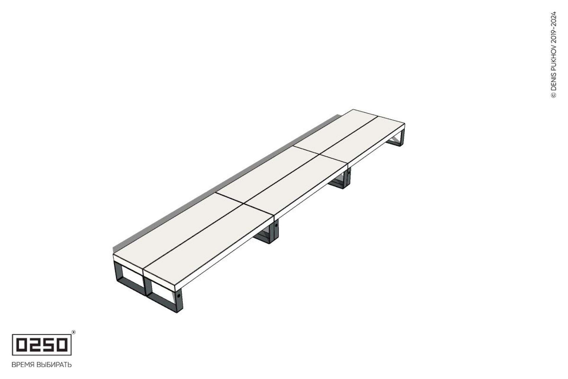 Уличная Бетонная трехпролетная двухсторонняя скамейка на ножках производство 0250