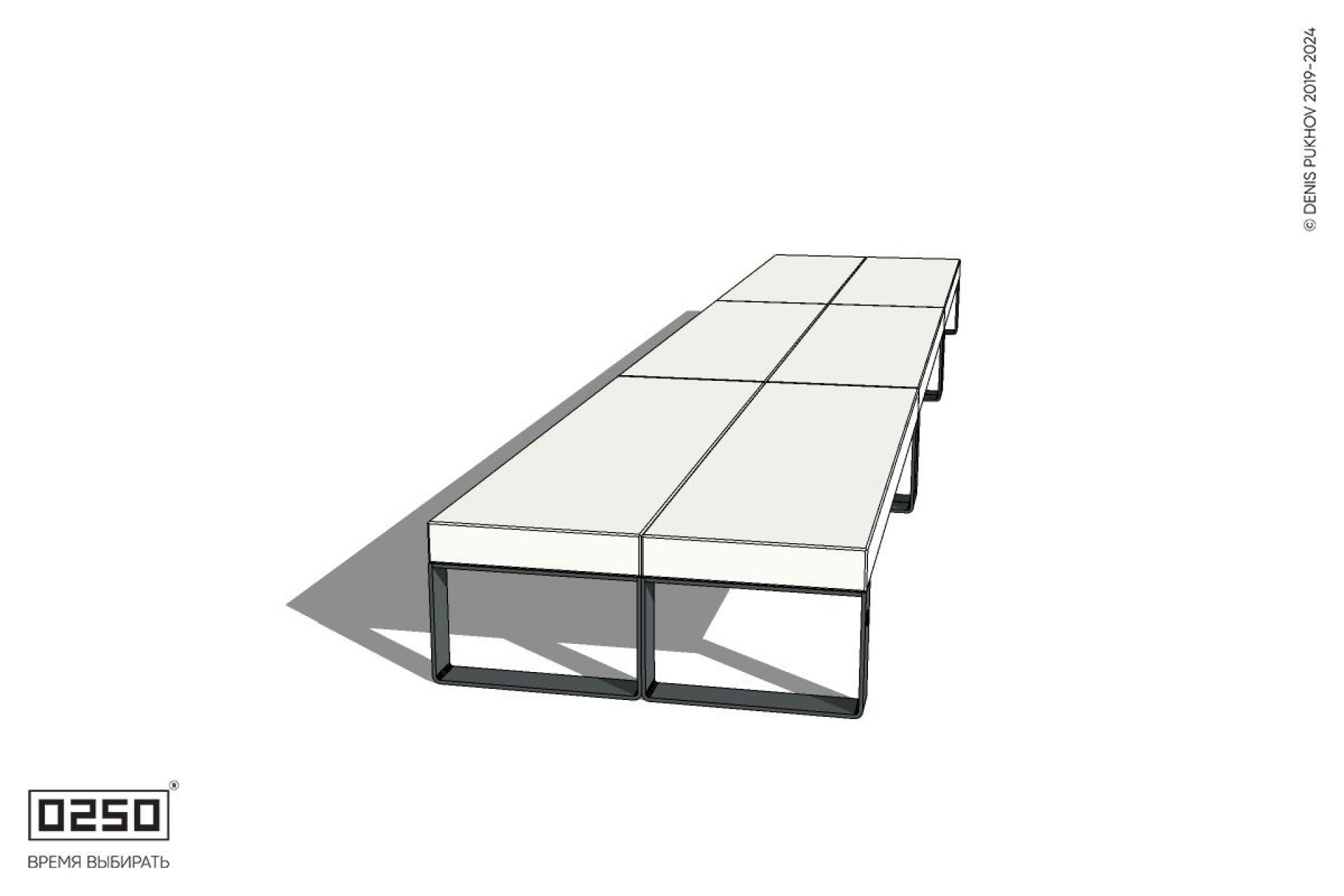 Уличная Бетонная трехпролетная двухсторонняя скамейка на ножках производство 0250