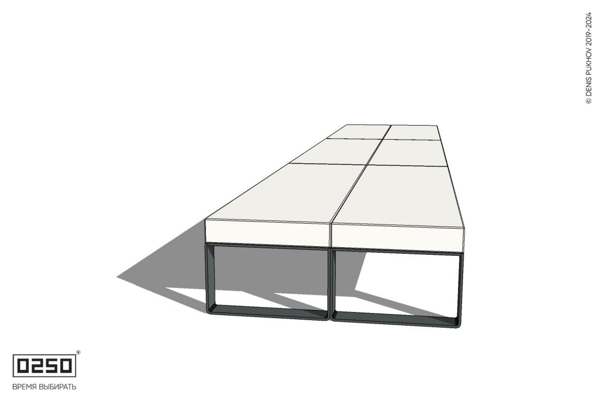 Уличная Бетонная трехпролетная двухсторонняя скамейка на ножках производство 0250