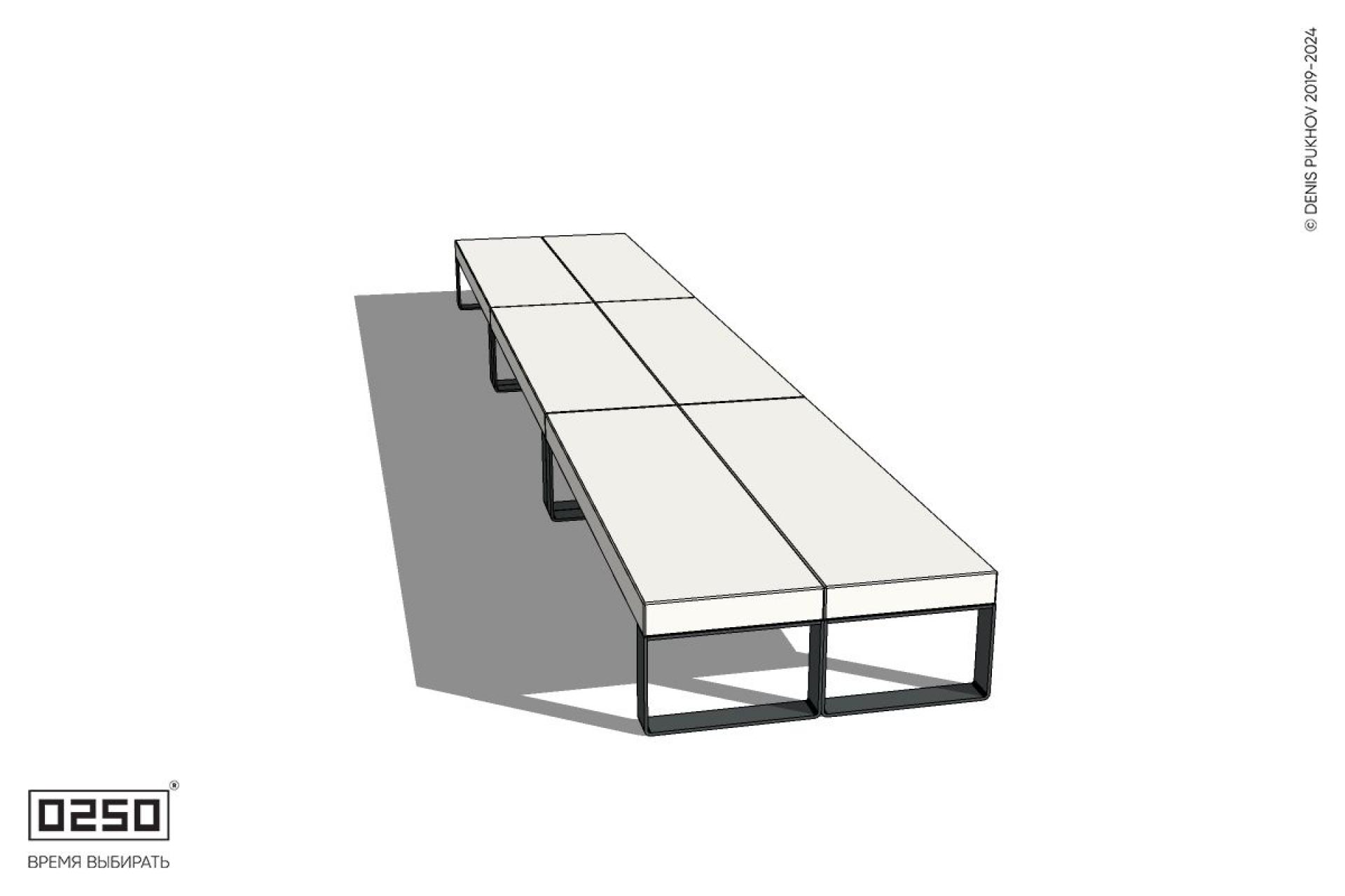 Уличная Бетонная трехпролетная двухсторонняя скамейка на ножках производство 0250