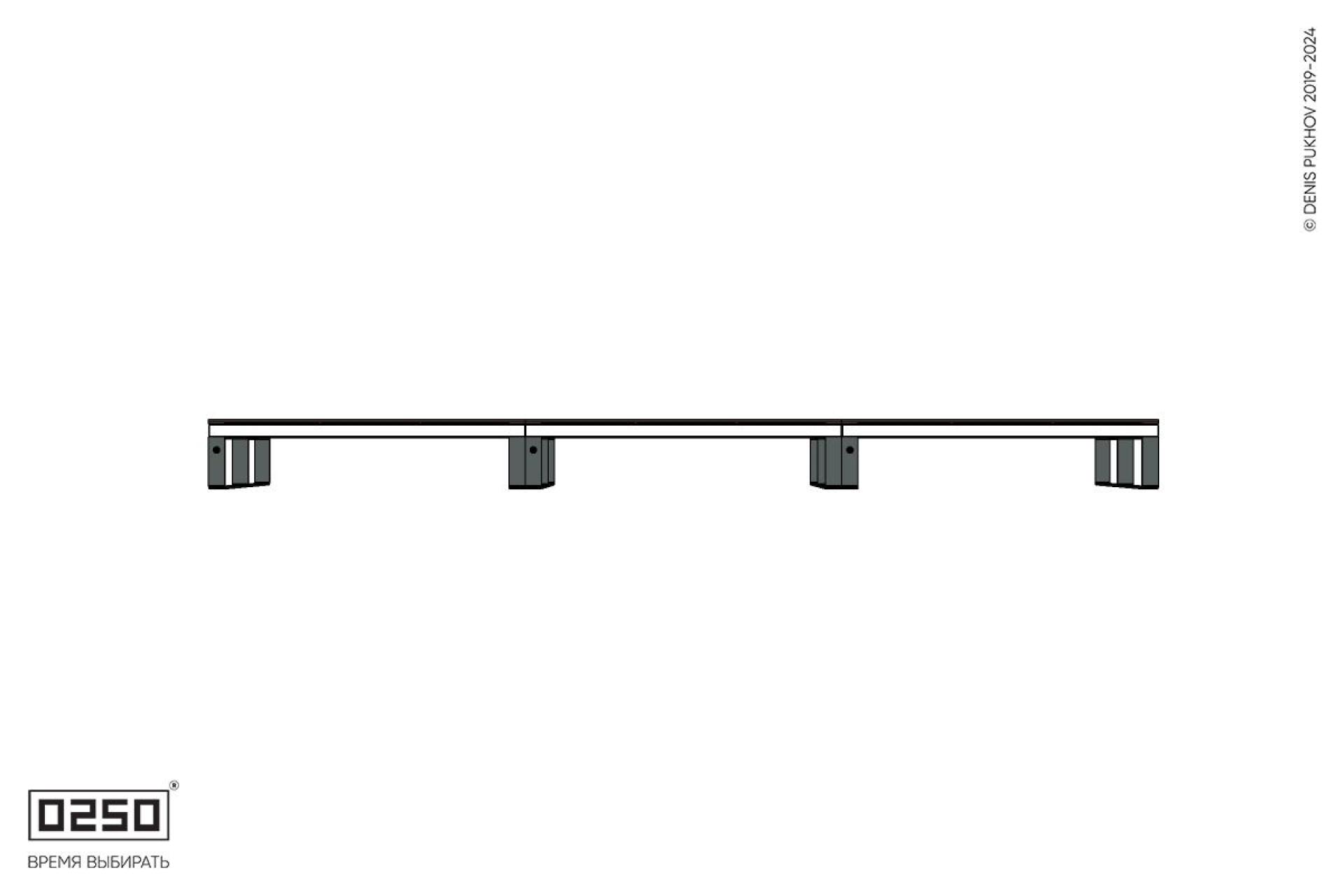Уличная Скамейка двухсторонняя трехпролетная на ножках производство 0250