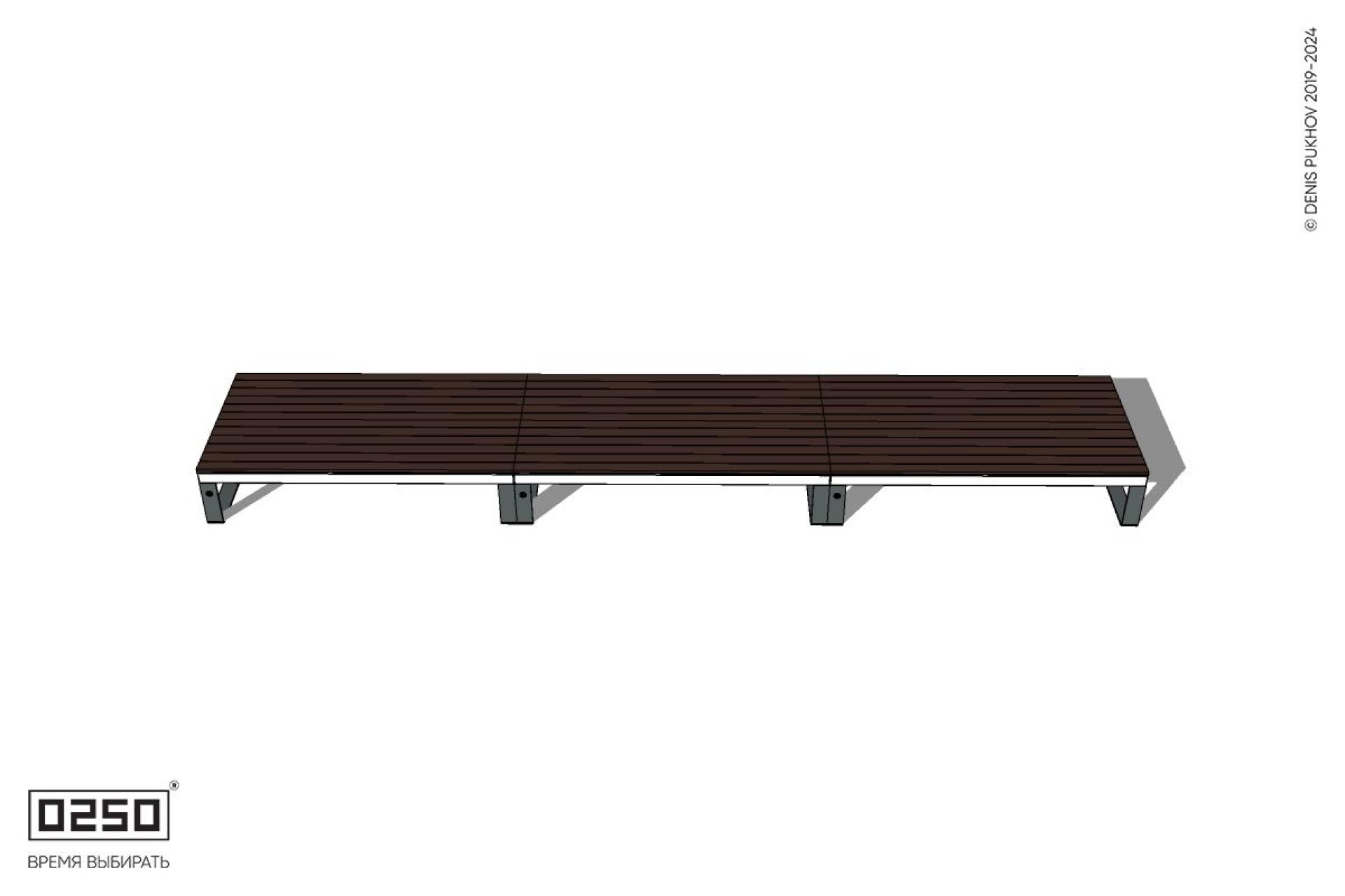 Уличная Скамейка двухсторонняя трехпролетная на ножках производство 0250