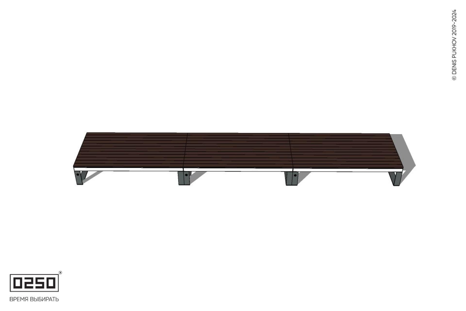 Уличная Скамейка двухсторонняя трехпролетная на ножках производство 0250