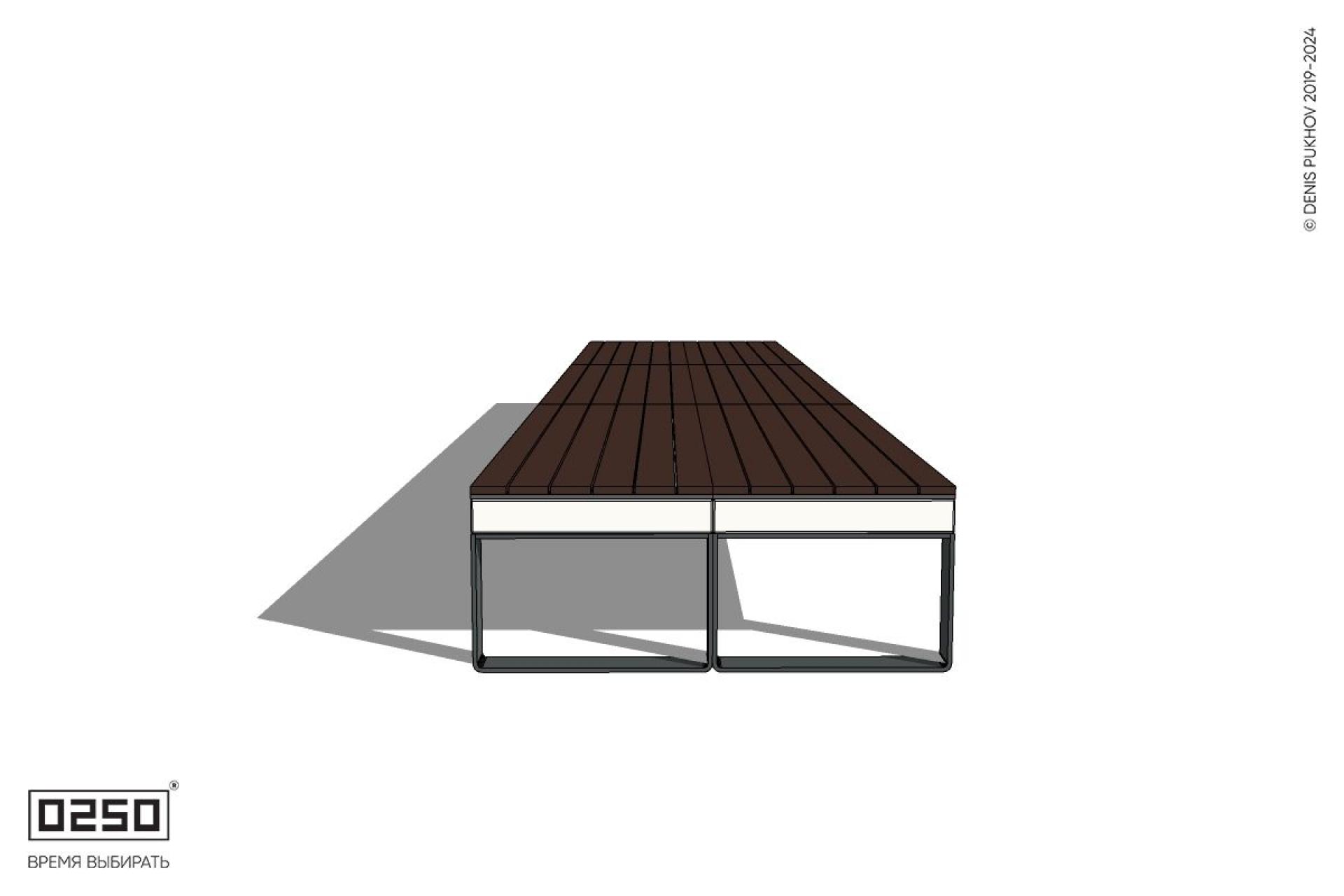 Уличная Скамейка двухсторонняя трехпролетная на ножках производство 0250