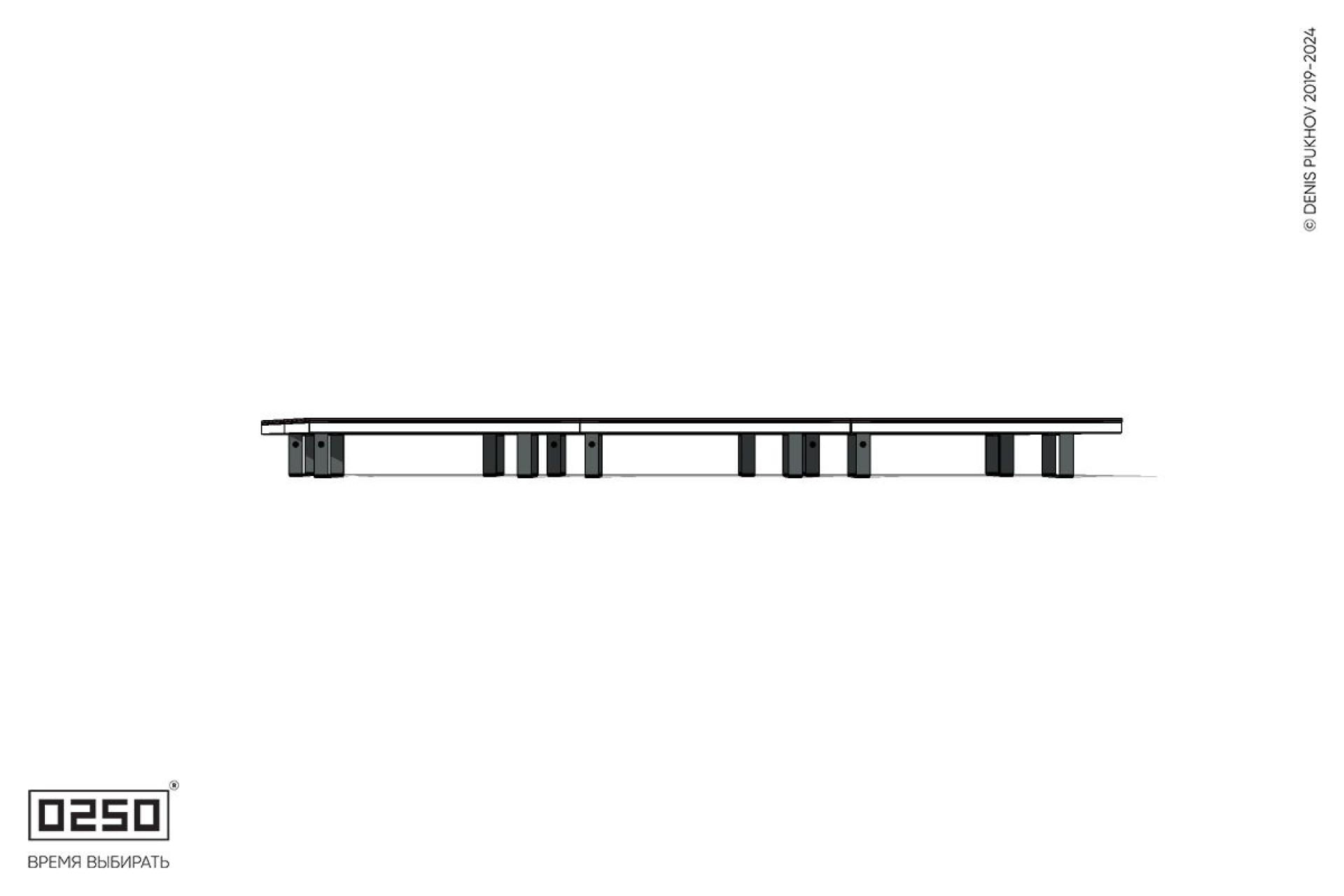 Уличная Скамейка параллелограммная левая двухсторонняя трехпролетная на ножках производство 0250