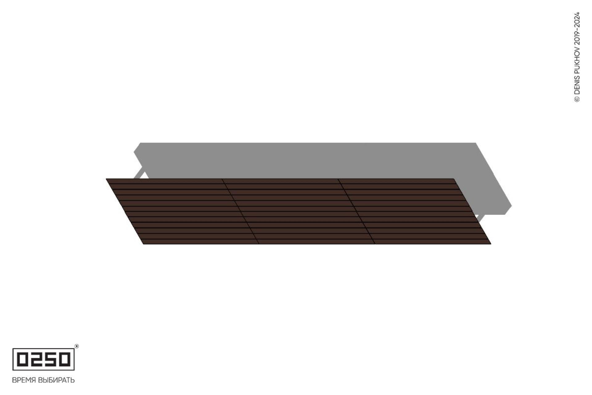 Уличная Скамейка параллелограммная левая двухсторонняя трехпролетная на ножках производство 0250, module