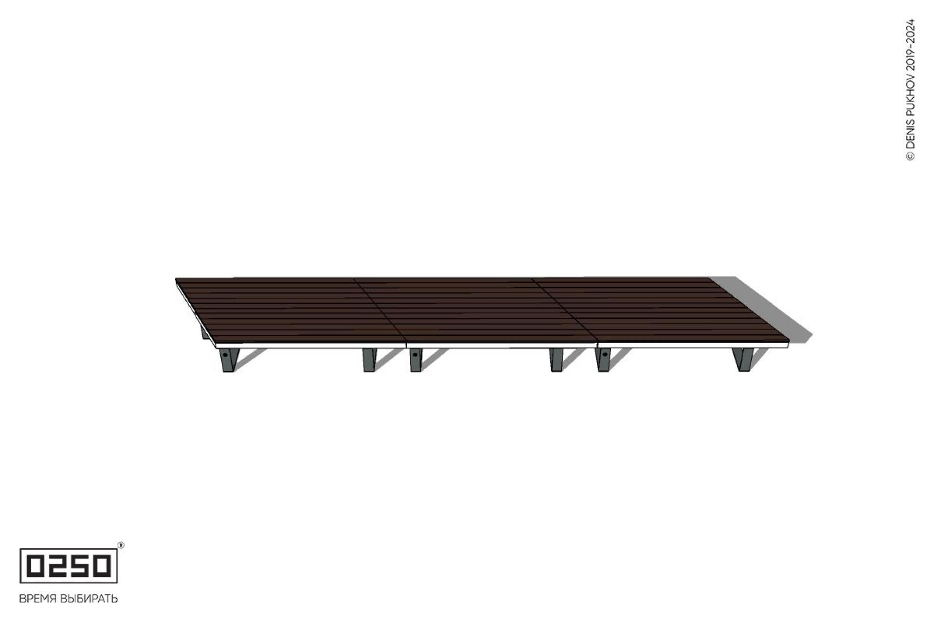 Уличная Скамейка параллелограммная левая двухсторонняя трехпролетная на ножках производство 0250